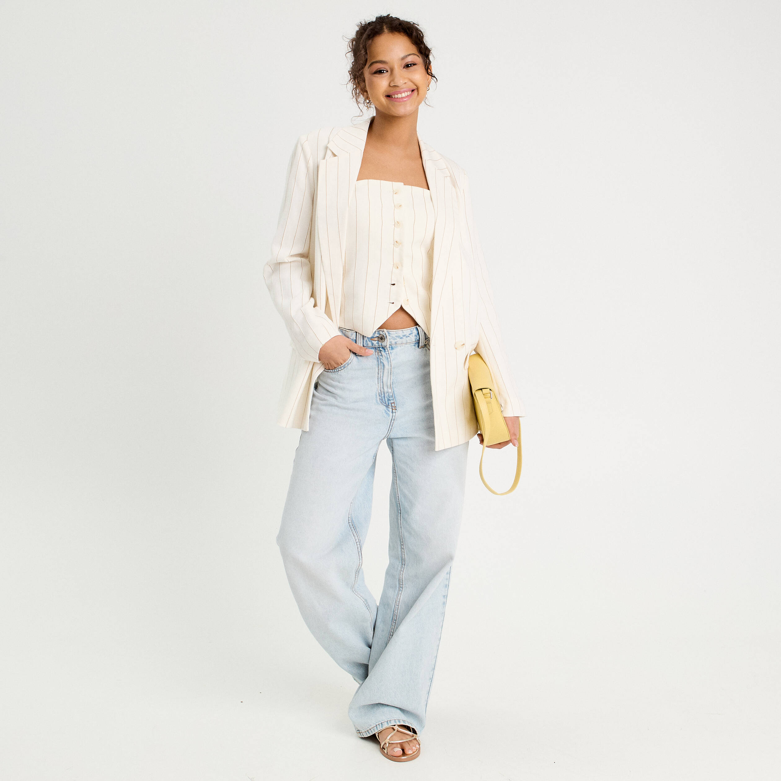 Veste blazer manches longues blanc femme