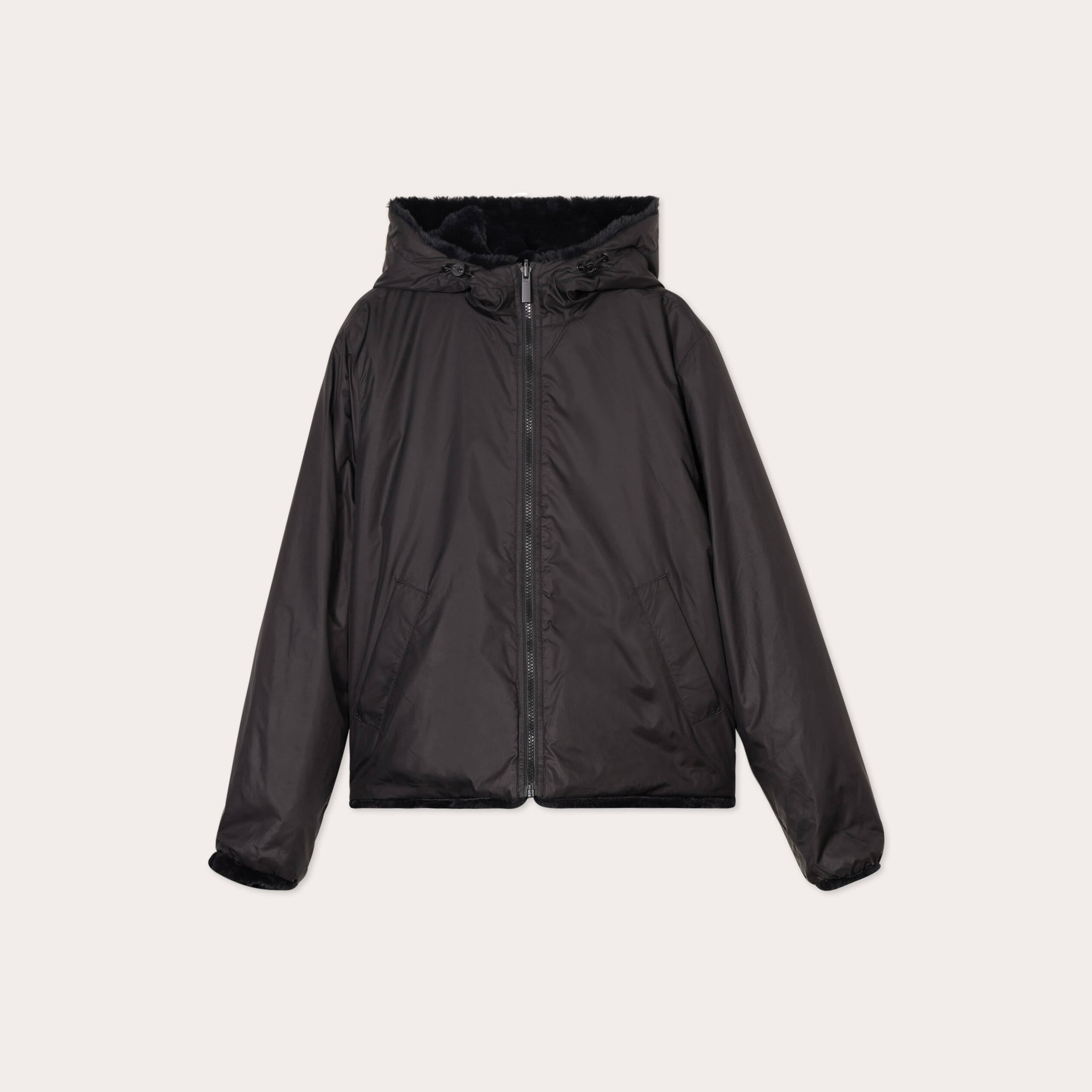 Parka r&eacute;versible &agrave; capuche noir femme