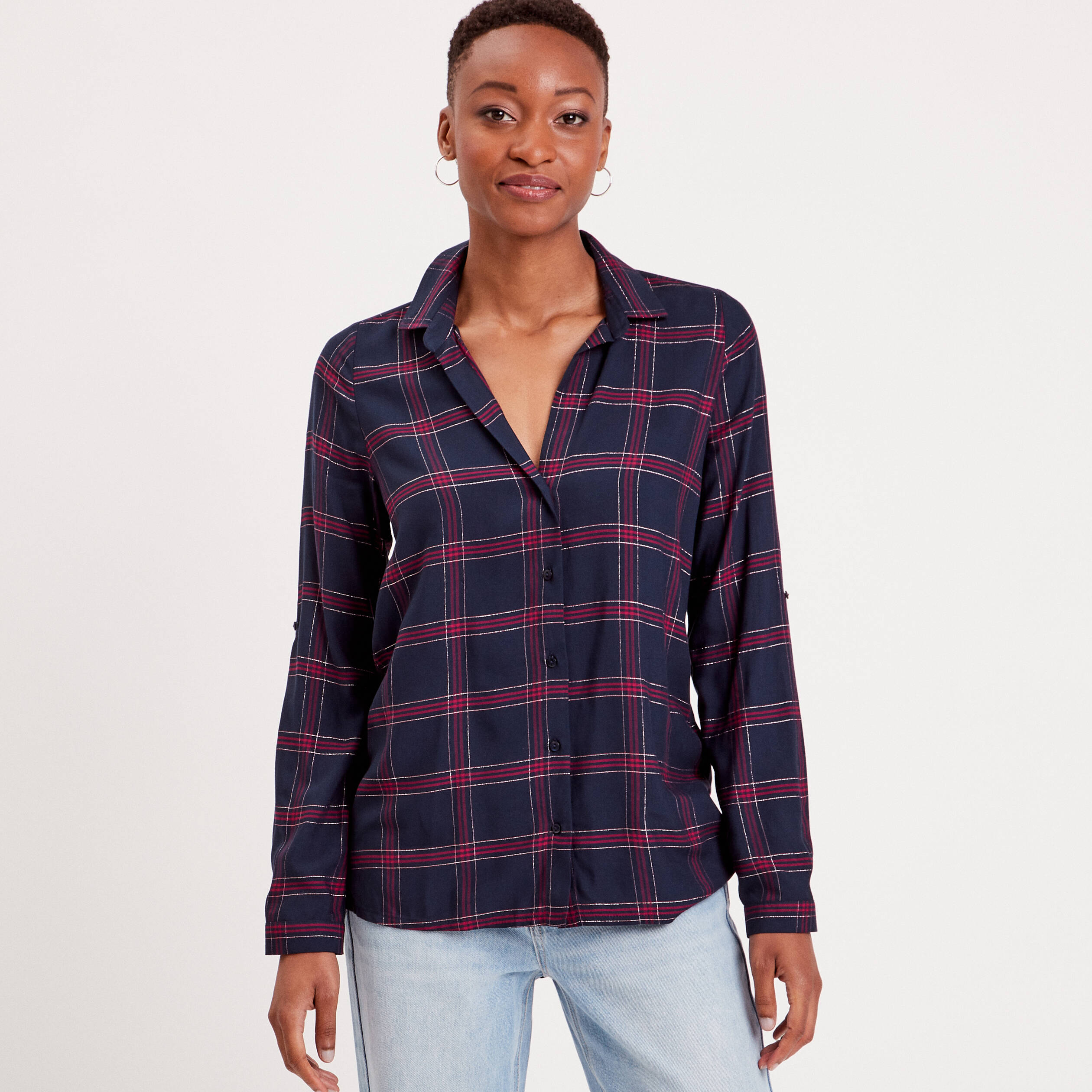 Jupe-short courte droite bleu foncé femme | La Halle