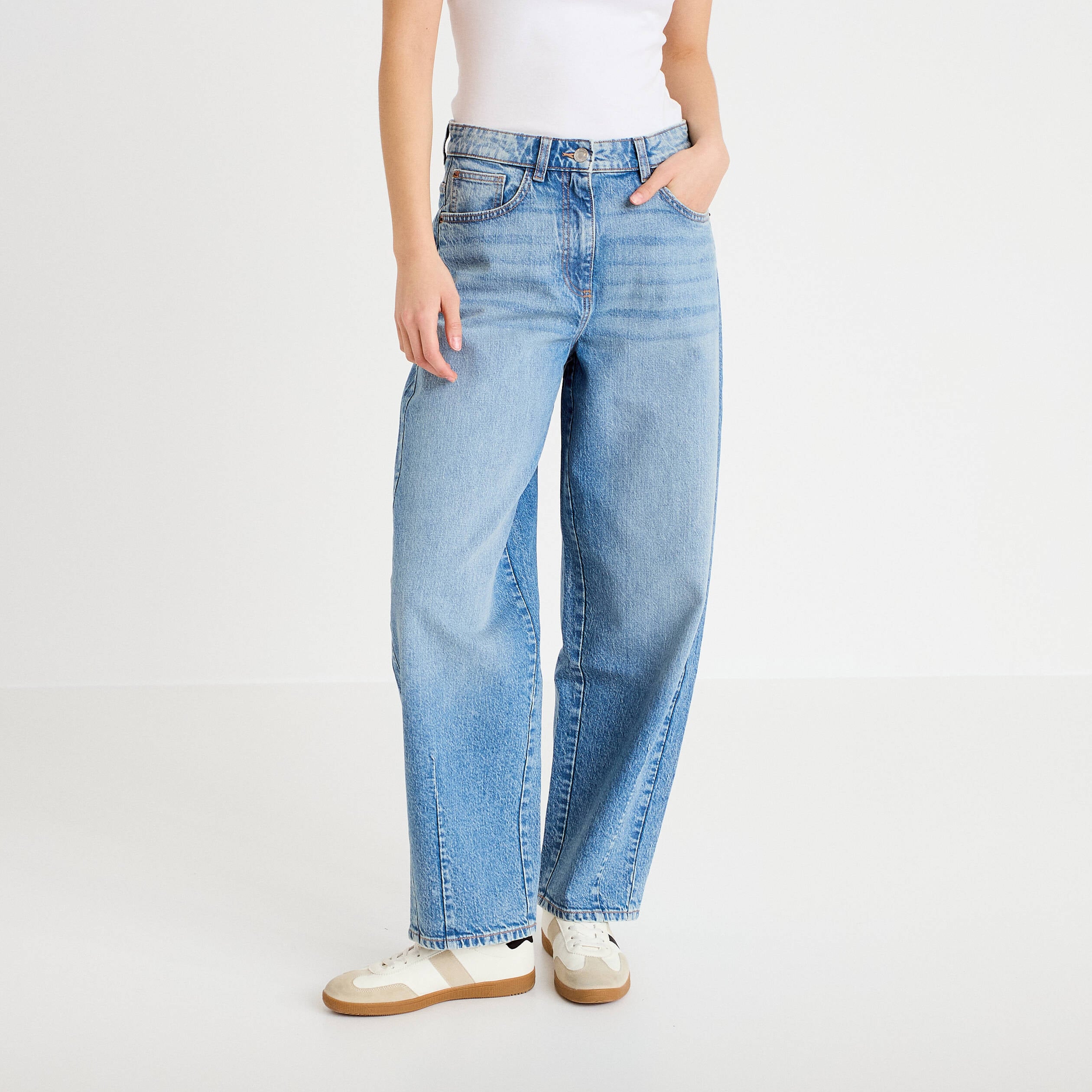 Jeans baggy taille basse denim triple stone femme