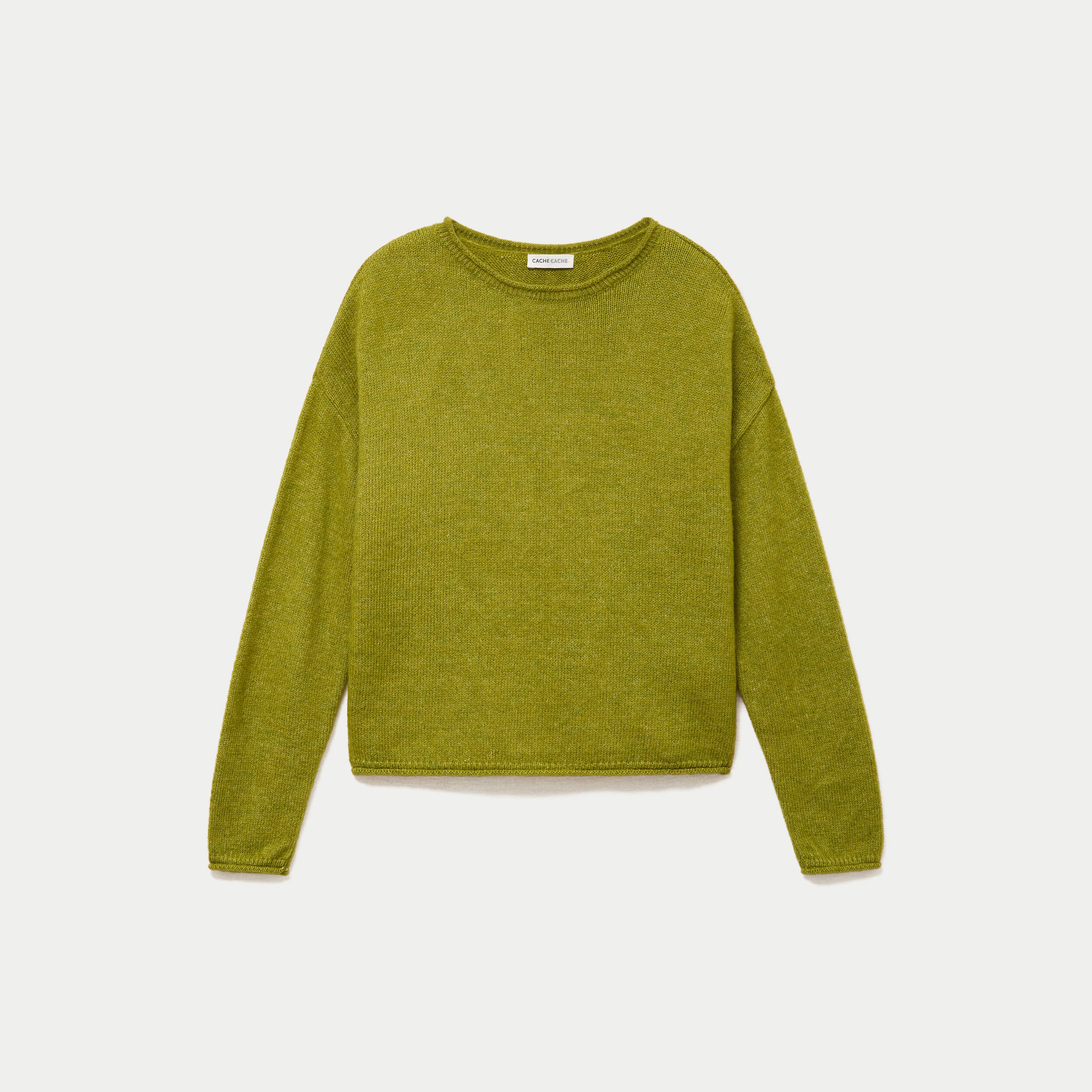 Pull manches longues vert fonc&eacute; femme
