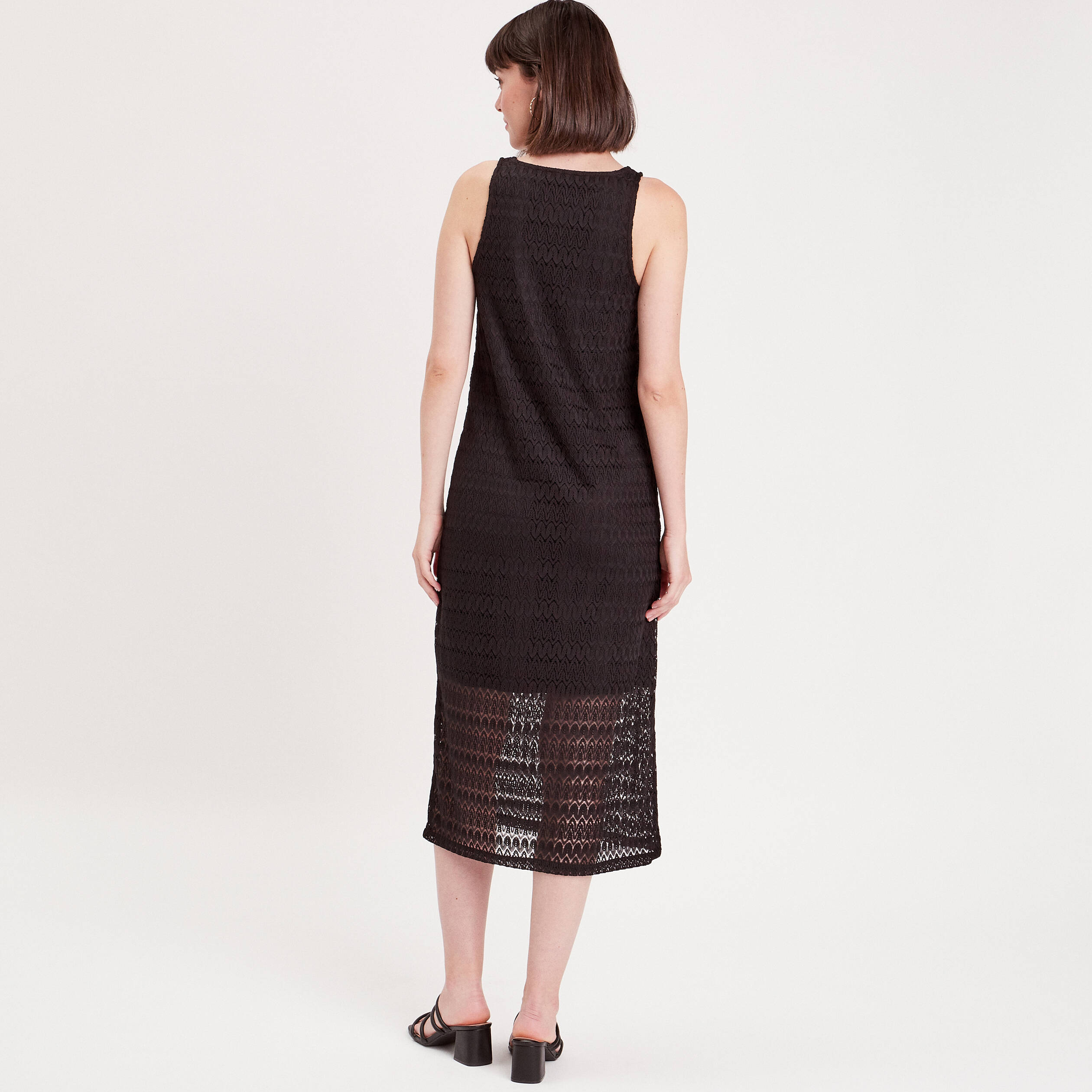 robe longue droite ajouree noir femme Robe longue droite ajourée noir femme