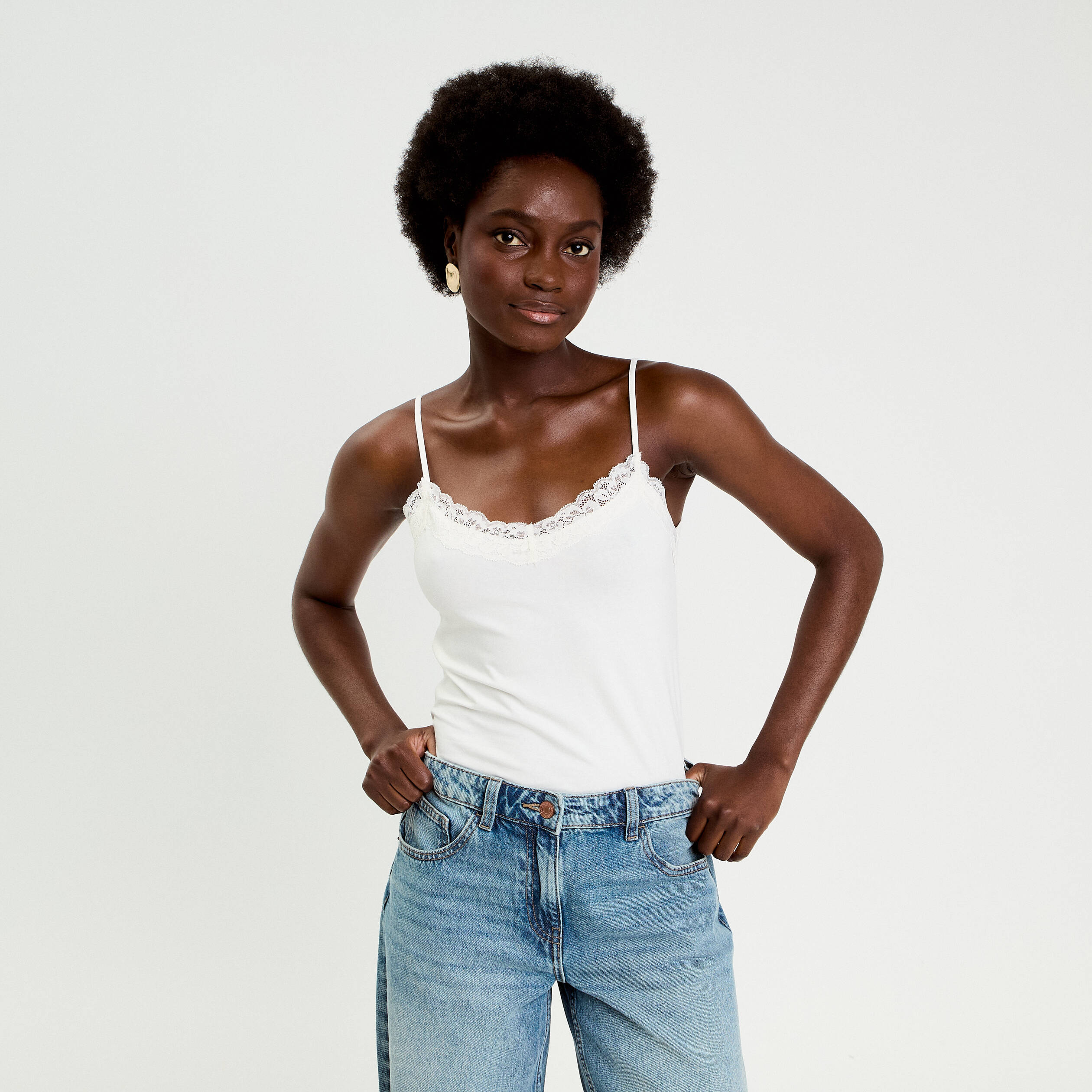 Débardeur Blanc Dentelle American Eagle - Taille XS, Dos Nageur, Occasion Très Bon État