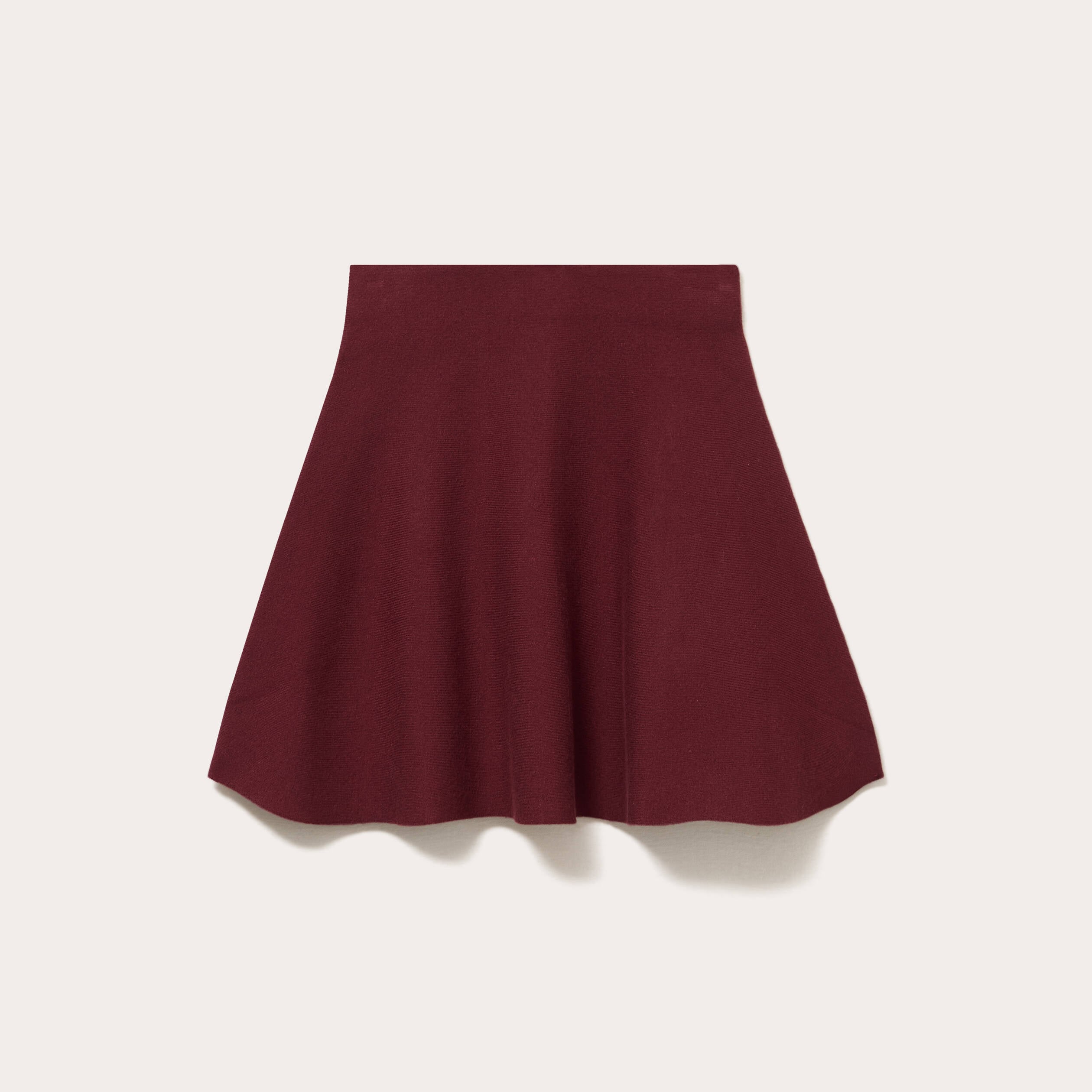 Jupe &eacute;vas&eacute;e en maille bordeaux femme