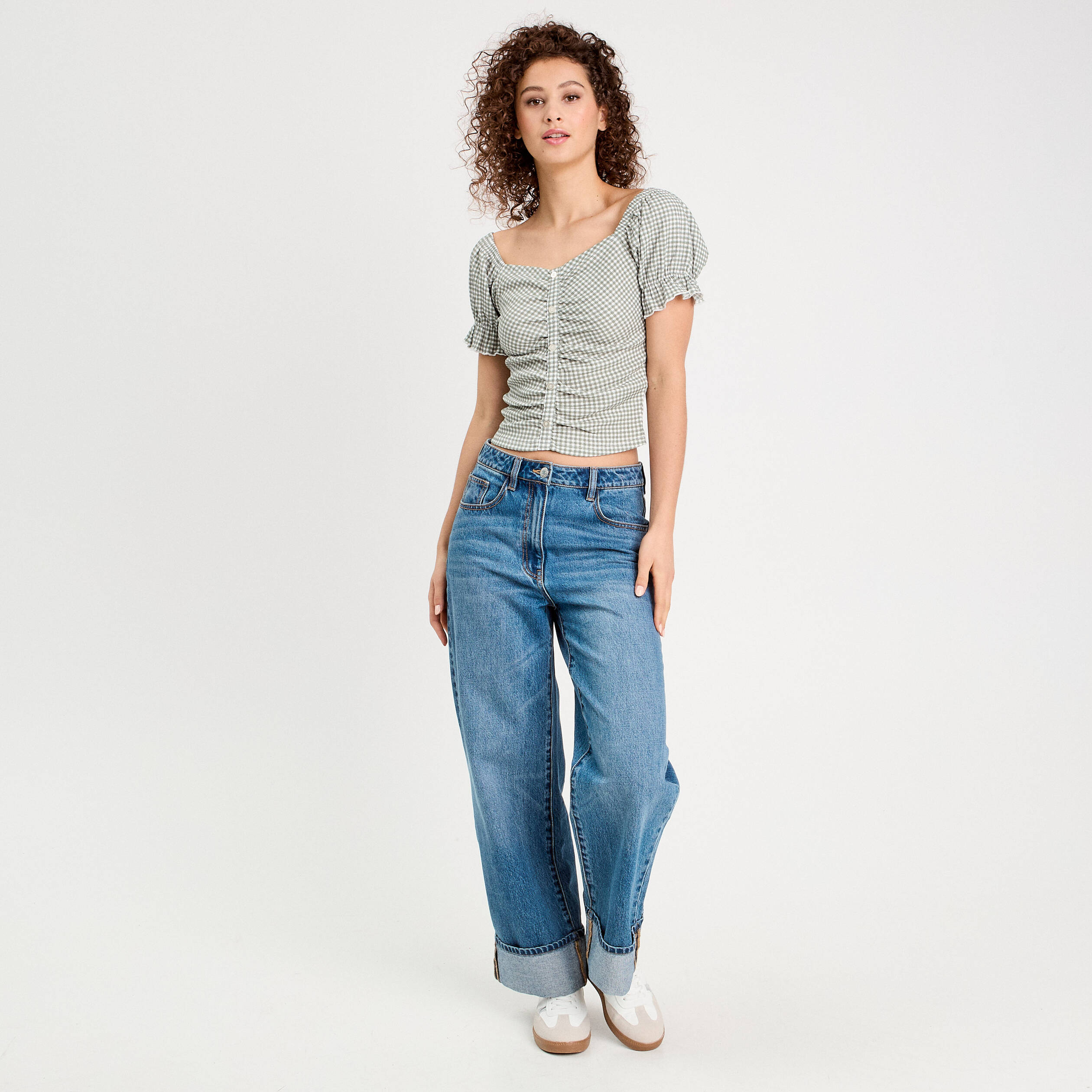 Blouse manches courtes vert kaki femme