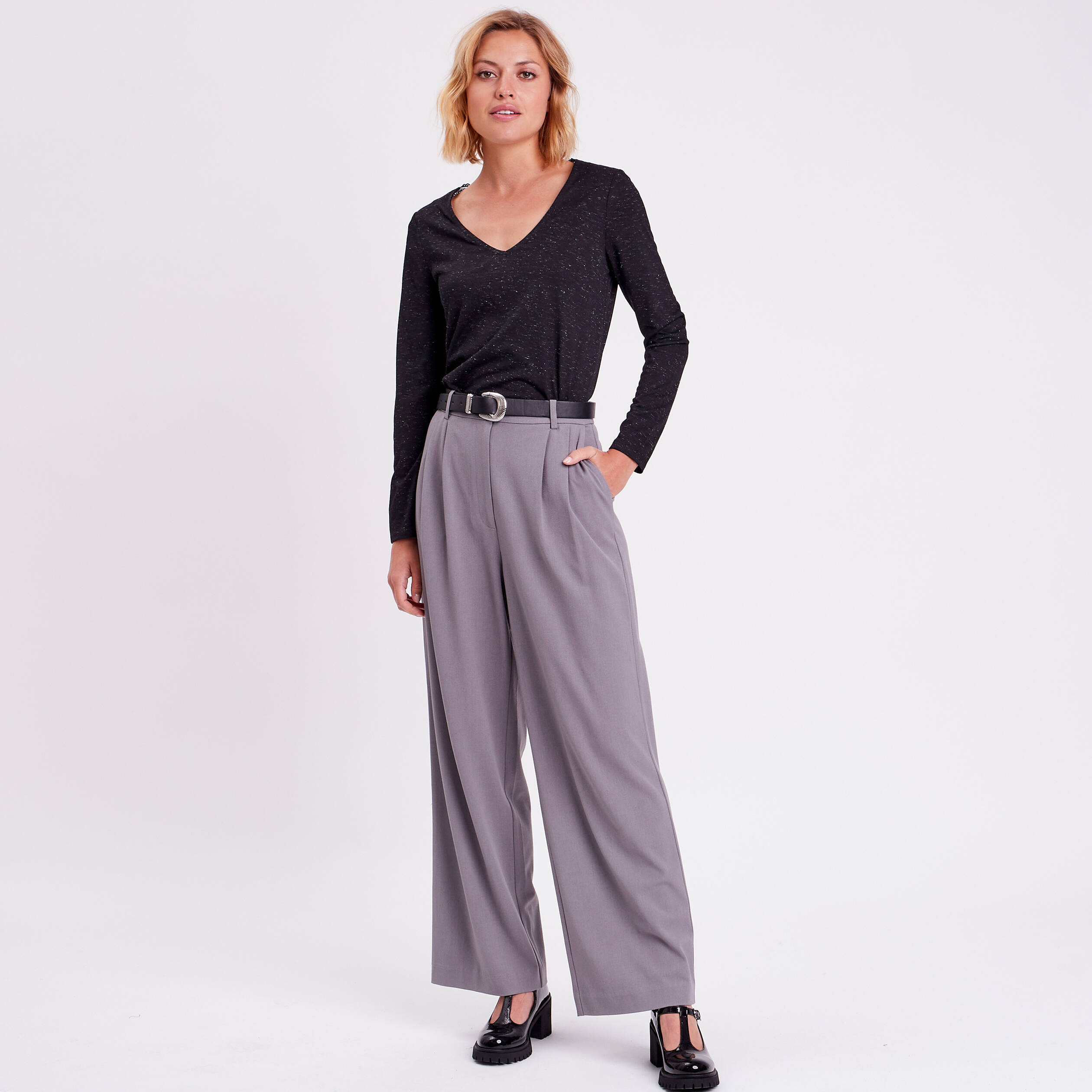 t shirt manches longues noir femme T-shirt manches longues noir femme