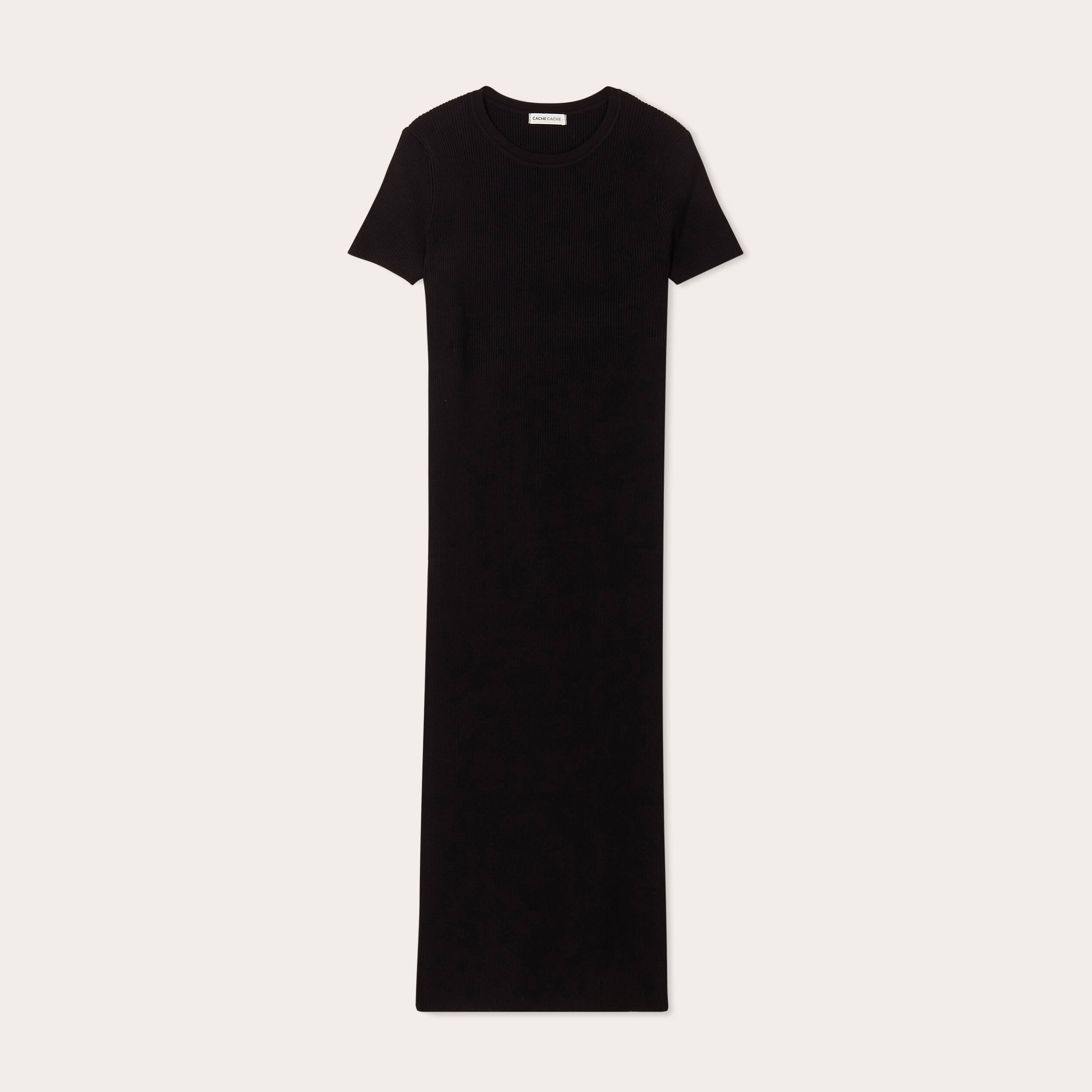 robe longue moulante cotelee noir femme Robe longue moulante côtelée noir femme