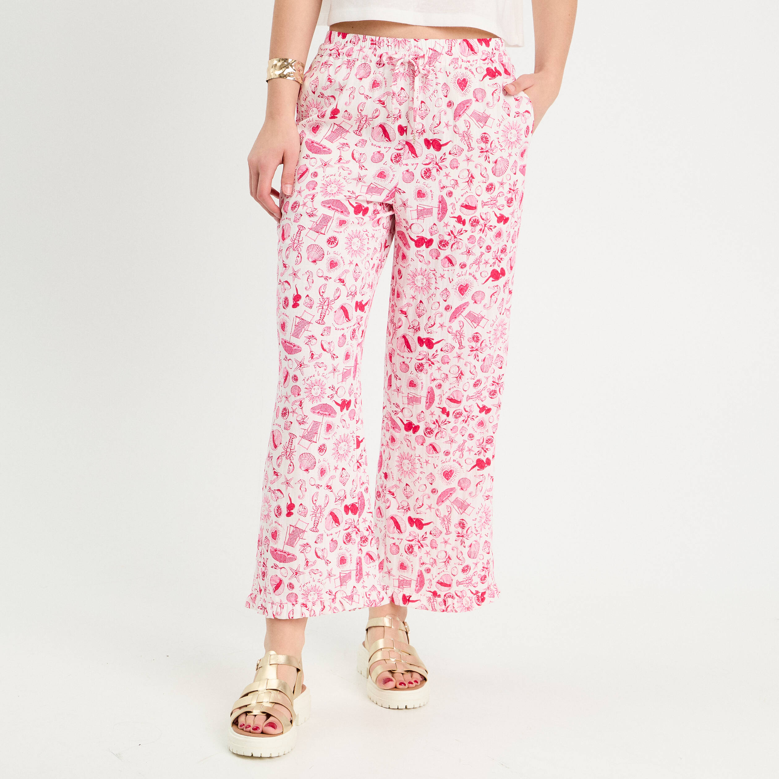 pantalon large rose fushia femme Pantalon large rose fushia femme