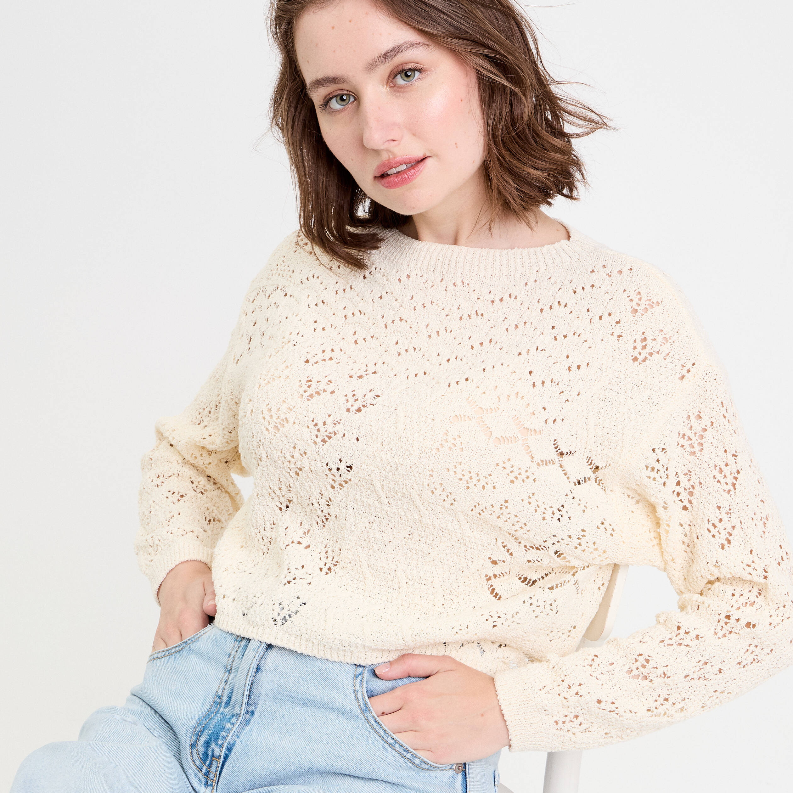 pull manches longues ecru femme Pull manches longues ecru femme