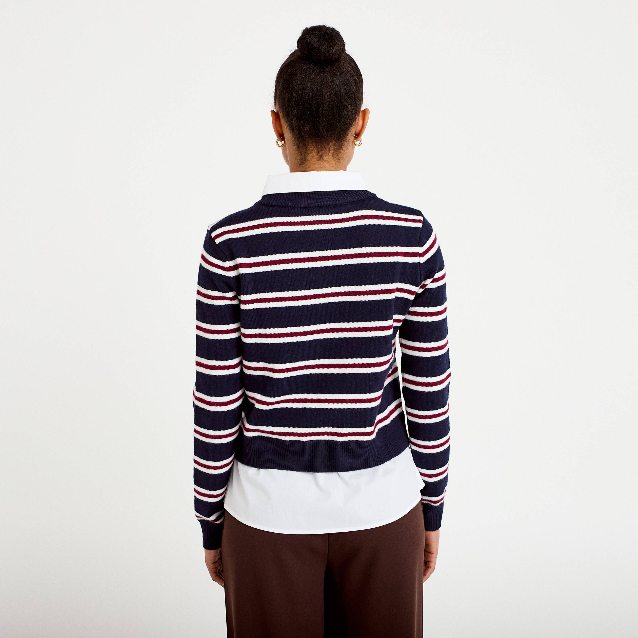 Pull 2-en-1 chemise bleu marine femme