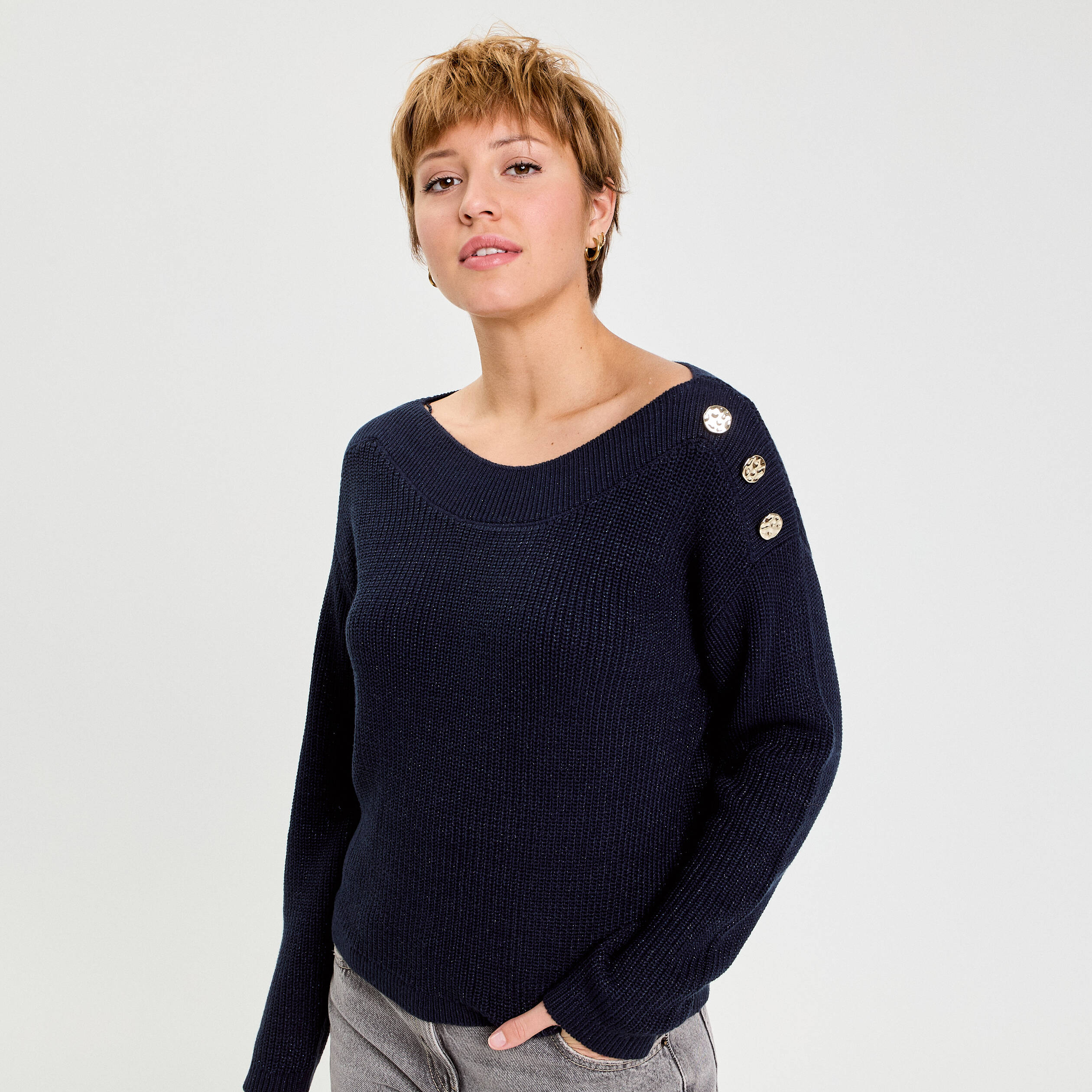 Pull marin col v marine Œil - La MANUFACTURE - RENNES