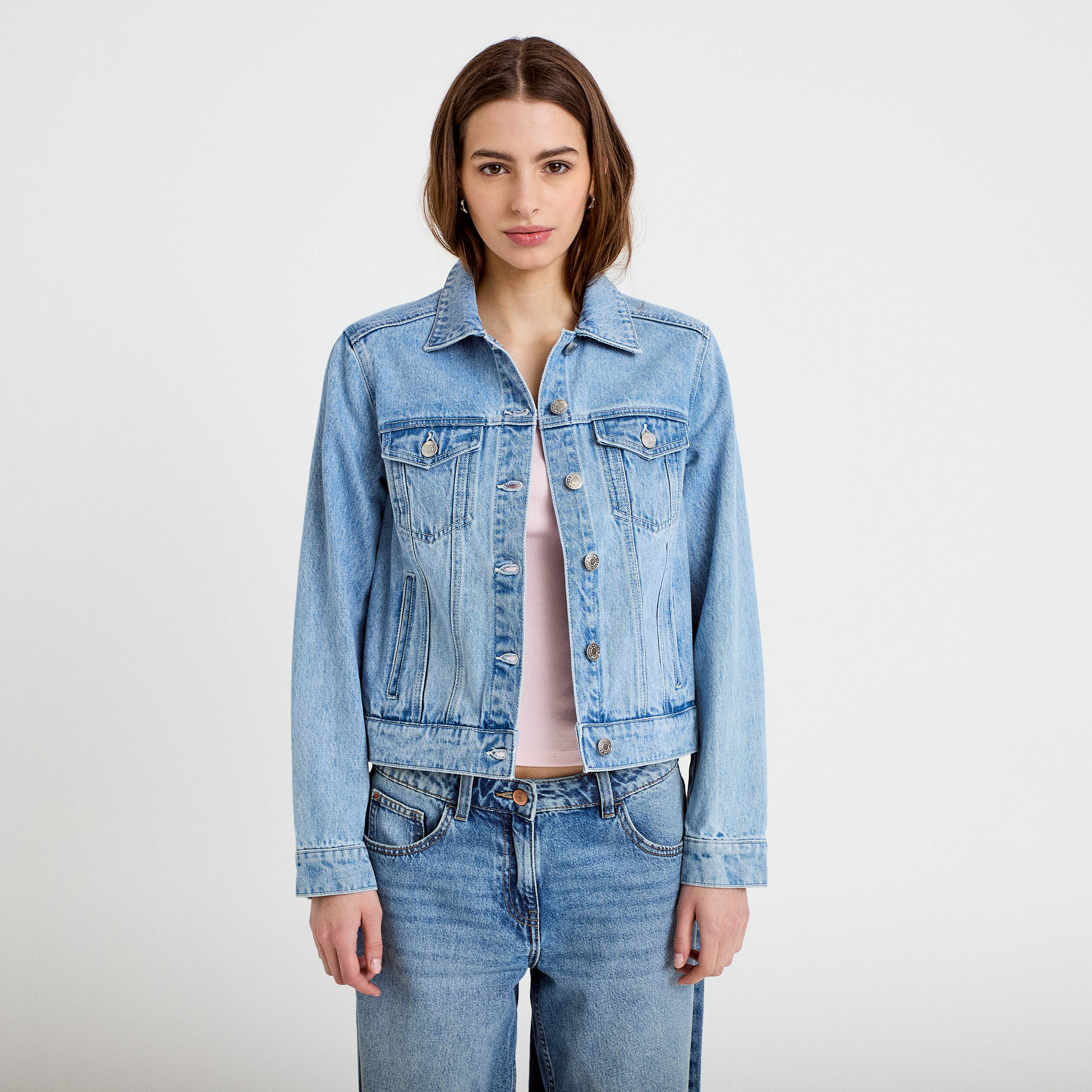 Veste en jean manches longues denim triple stone femme