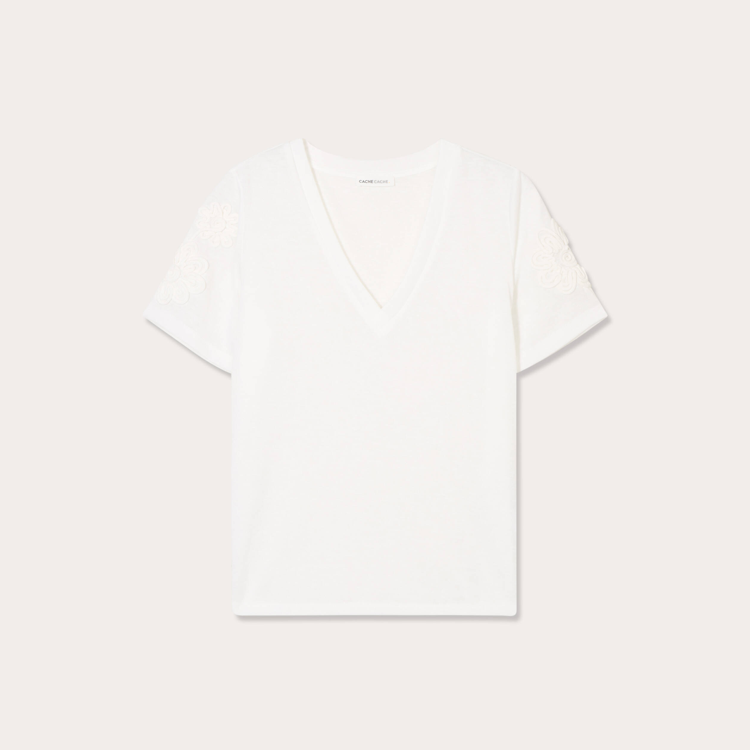 T-shirt manches courtes ecru femme