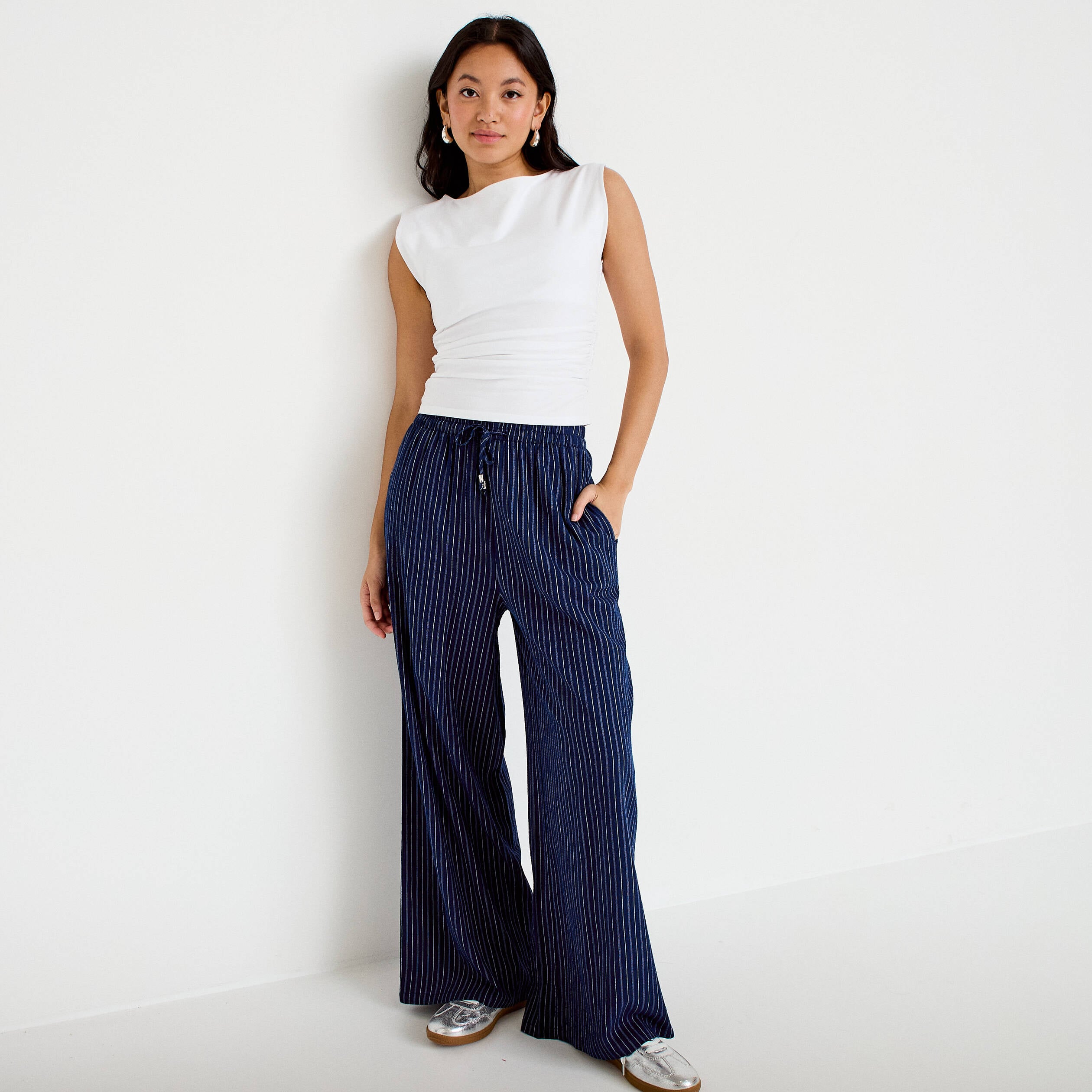 Pantalon bootcut taille standard bleu femme