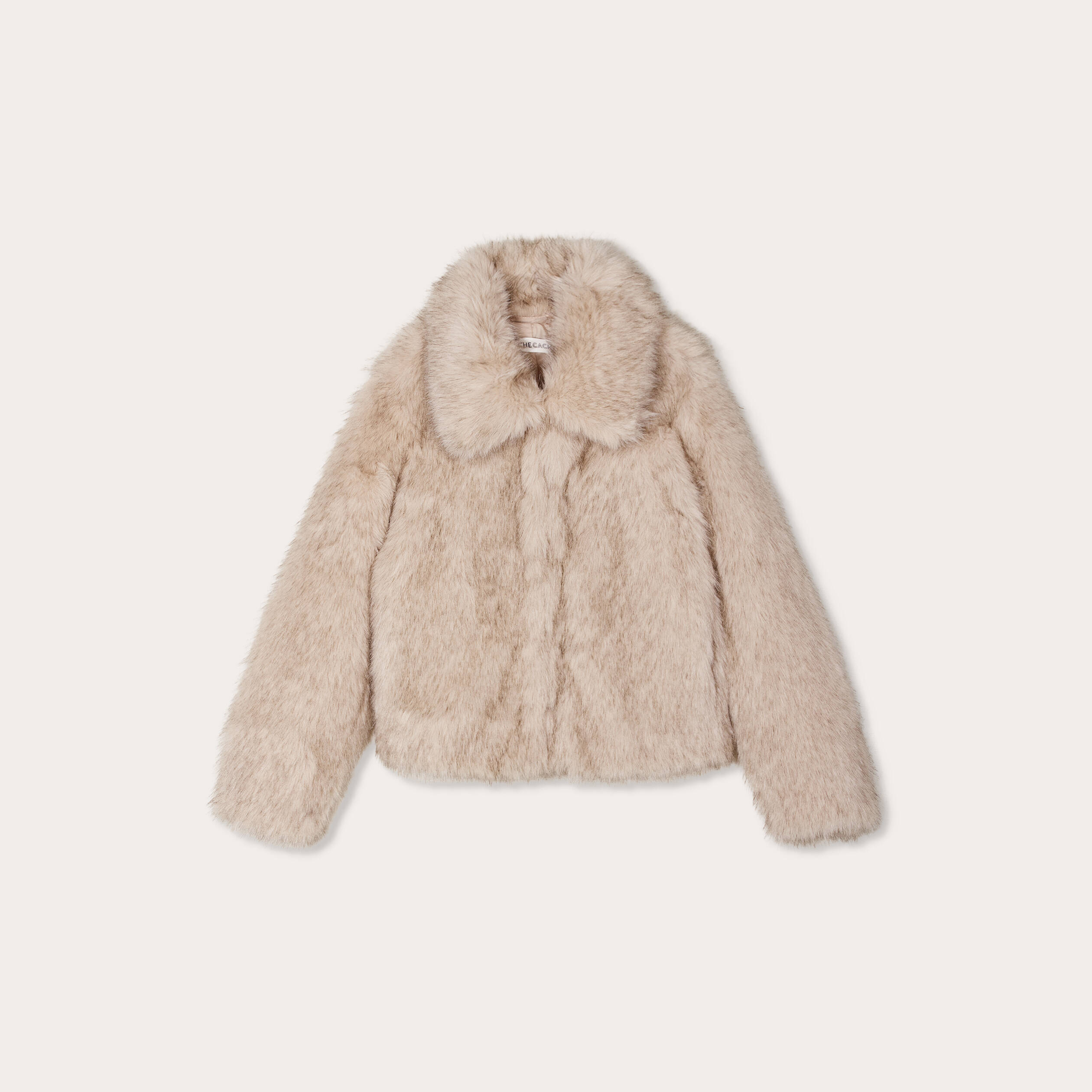 Veste courte en fausse fourrure sable femme