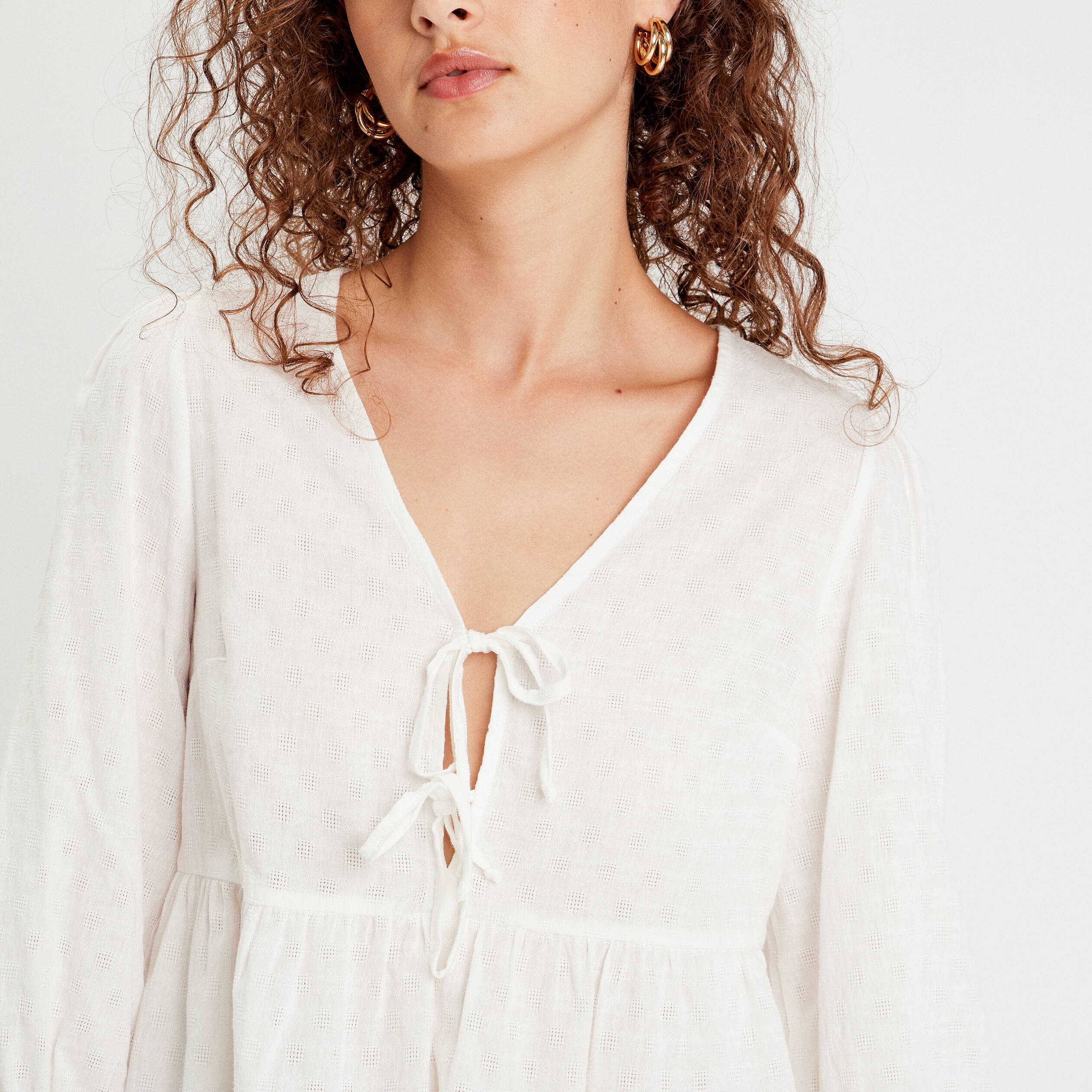blouse avec noeuds ecru femme Blouse avec noeuds ecru femme