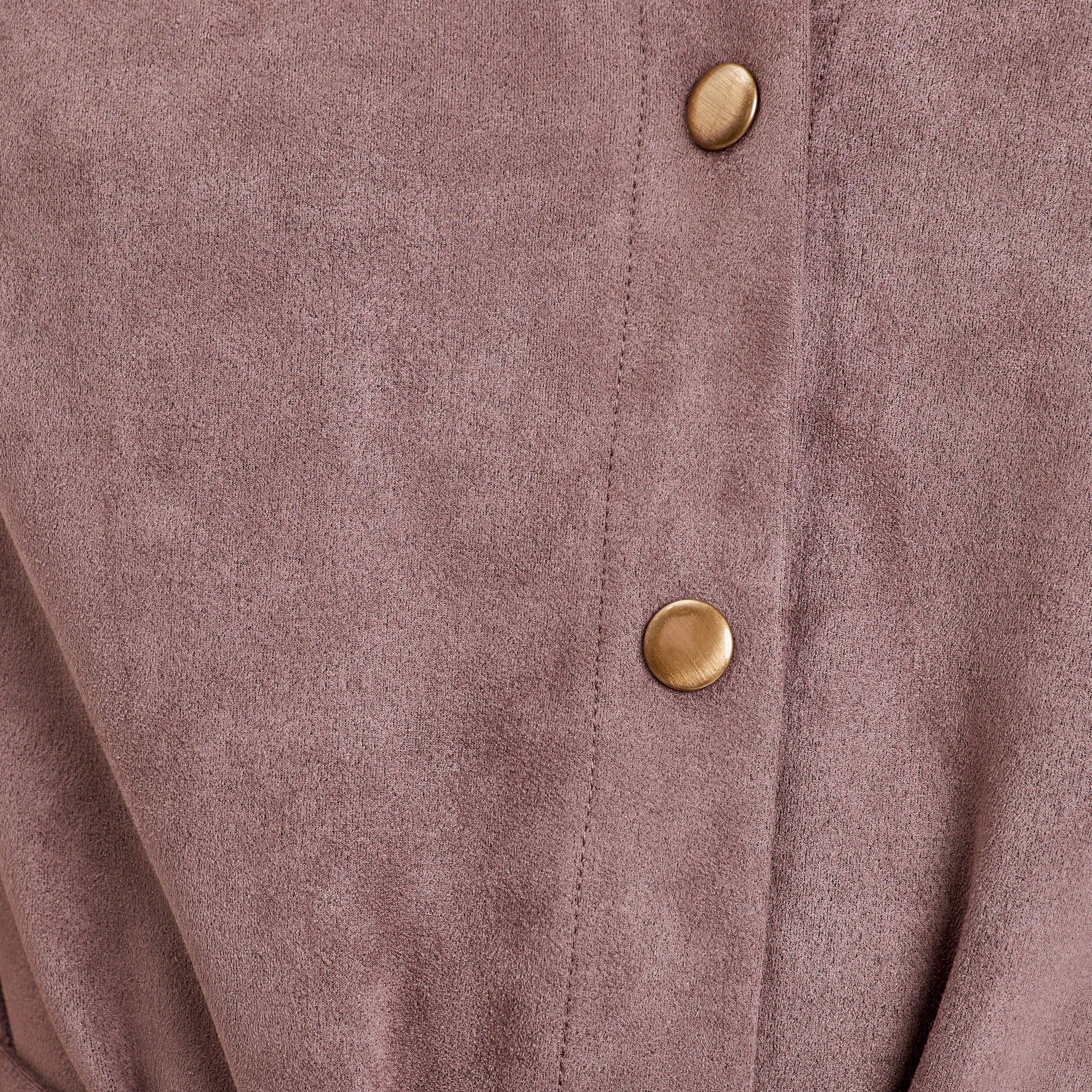 Robe droite ceintur&eacute;e su&eacute;dine taupe femme
