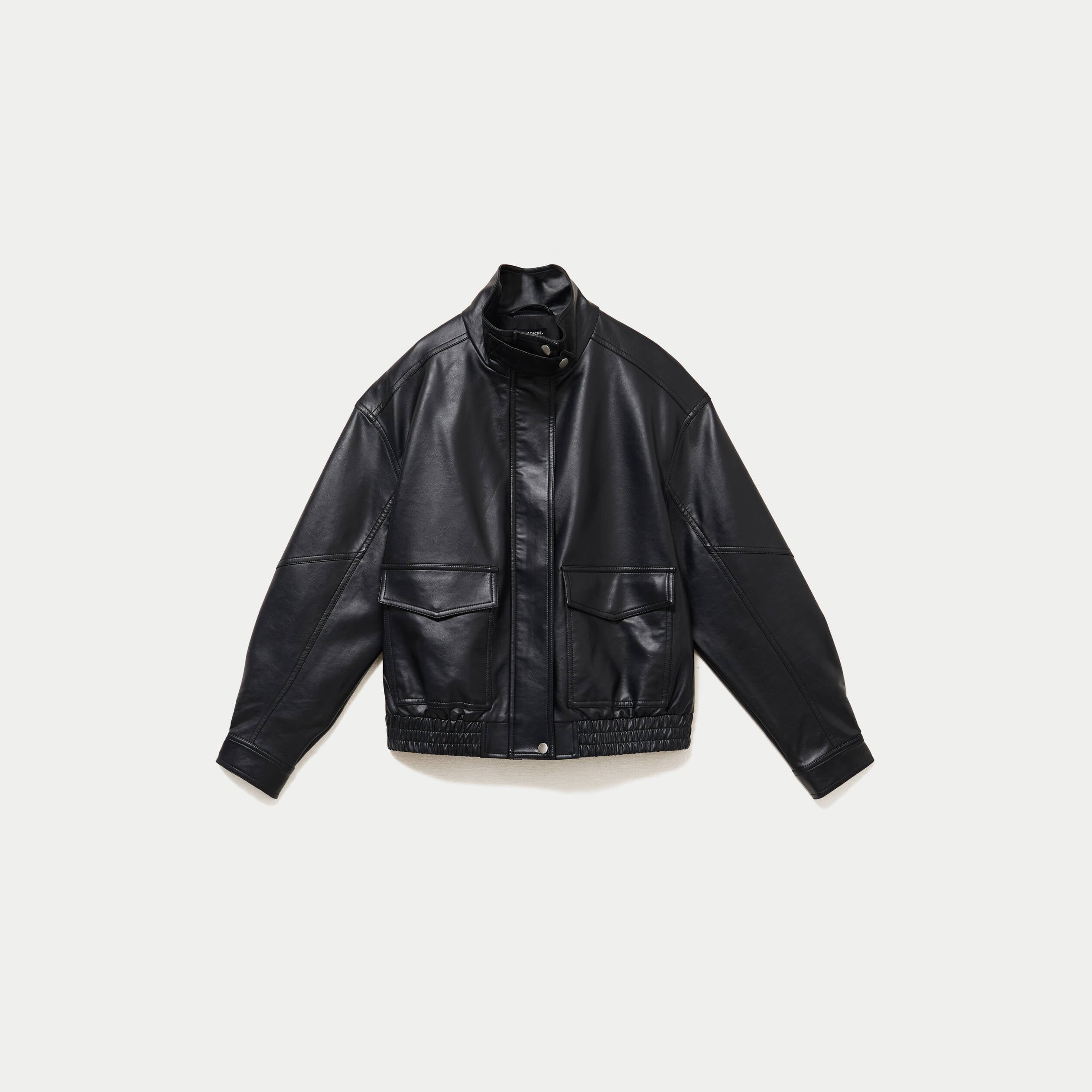 Veste effet boule en similicuir noir femme