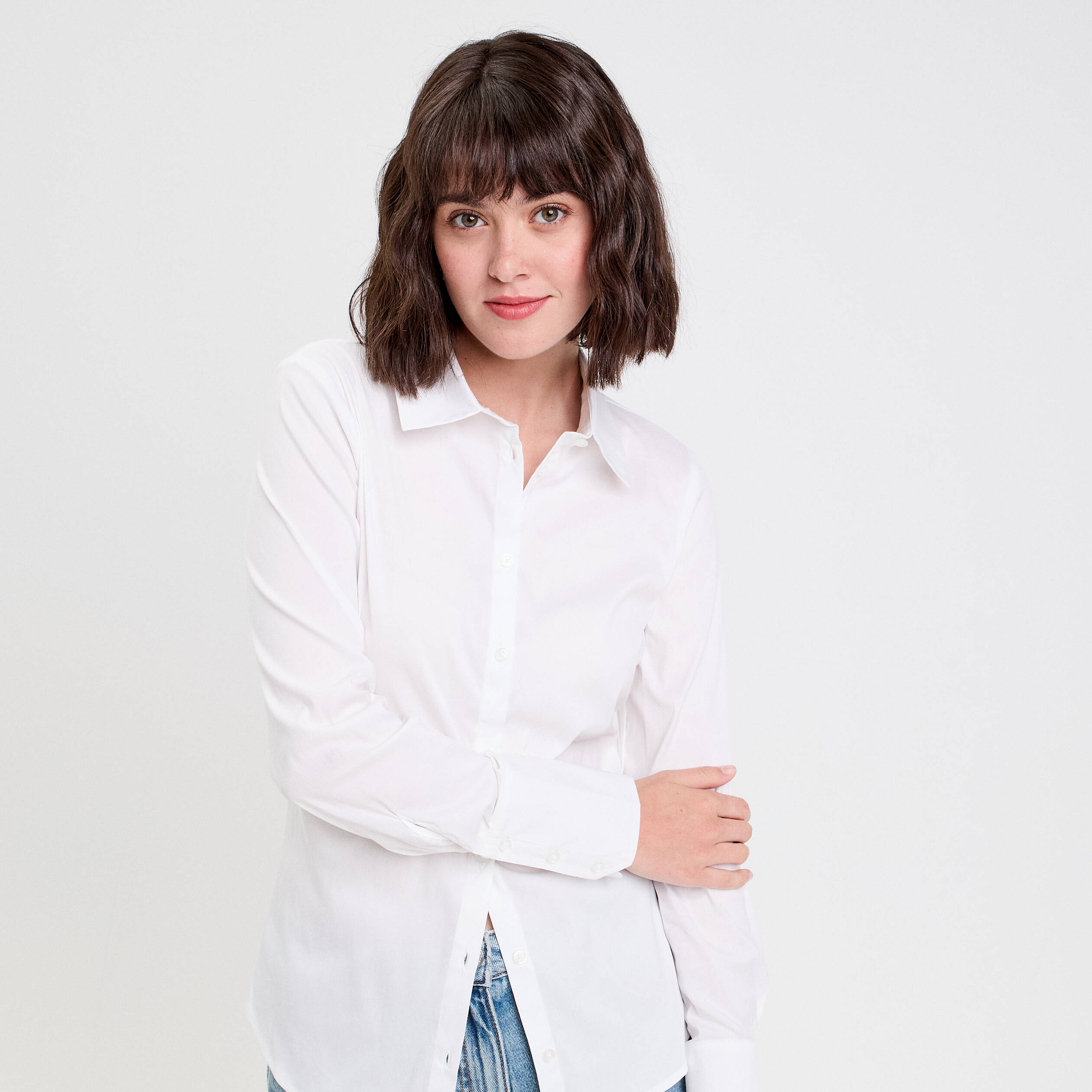 Chemise manches longues ecru femme