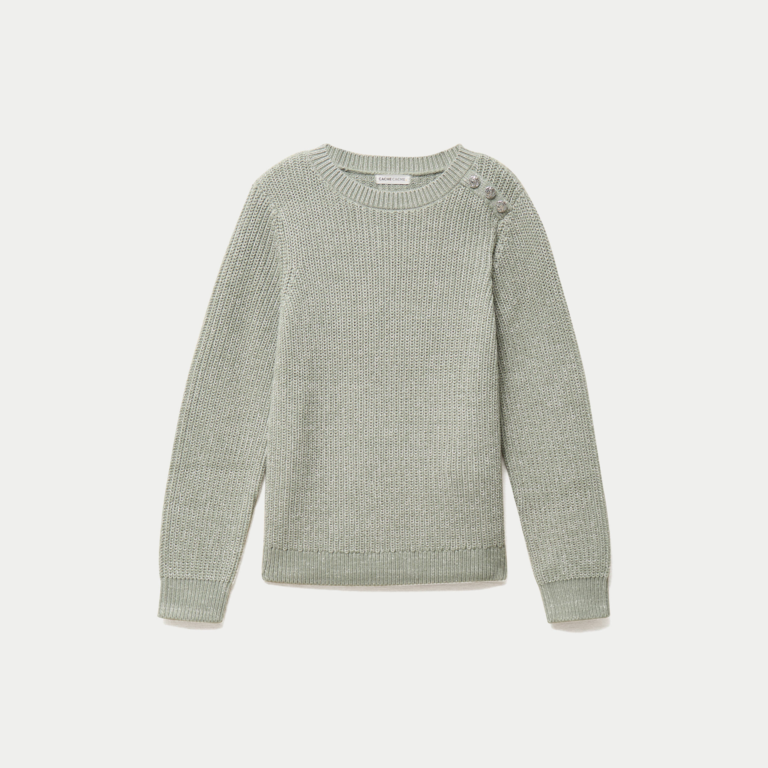 Pull manches longues brillant vert pastel femme