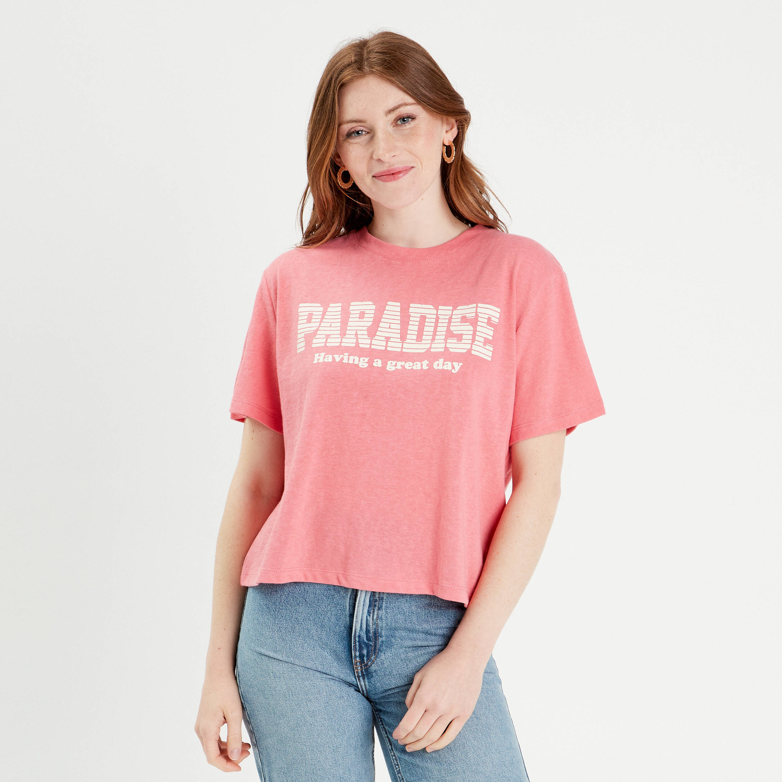 t shirt manches courtes rose femme T-shirt manches courtes rose femme