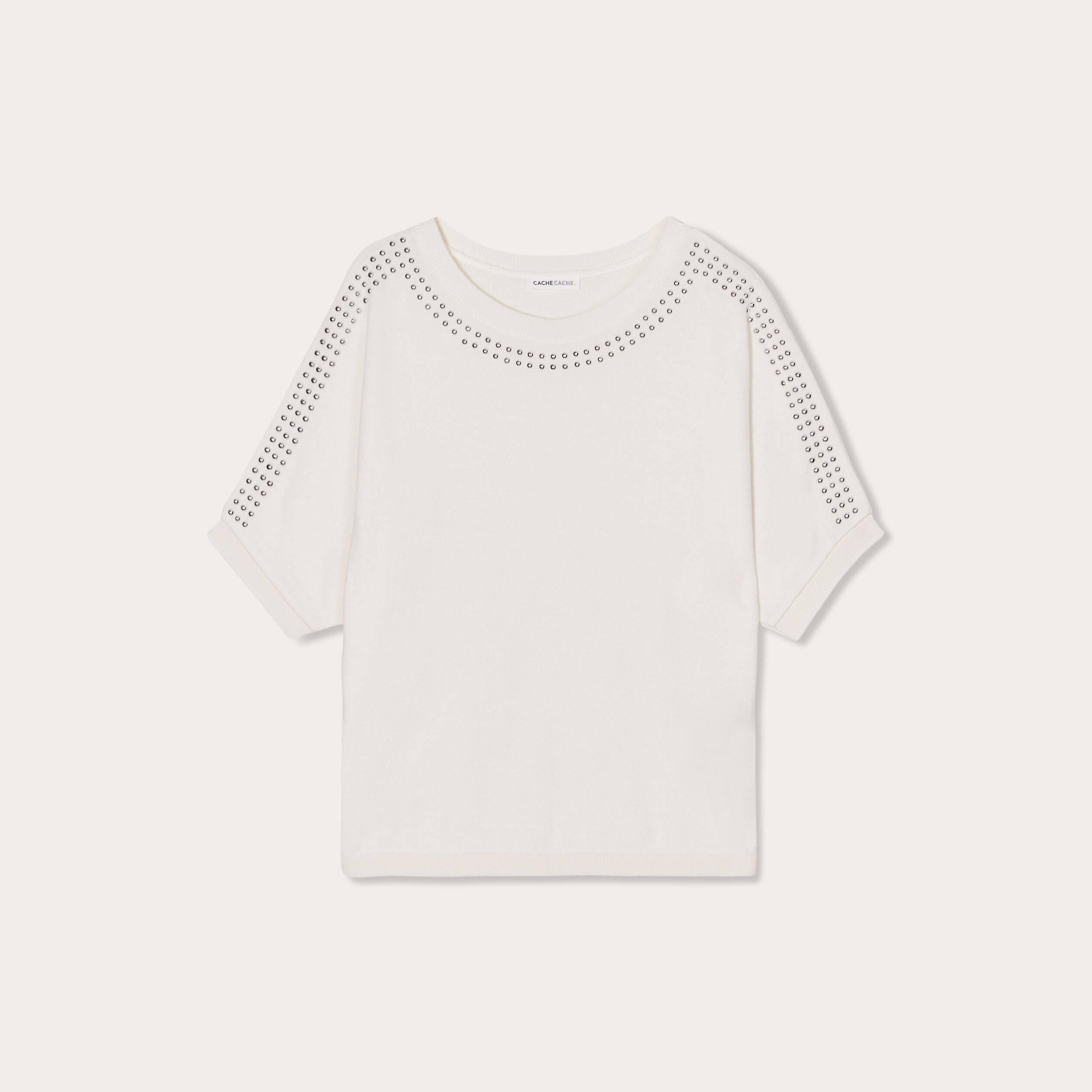 pull manches courtes clous ecru femme Pull manches courtes clous ecru femme