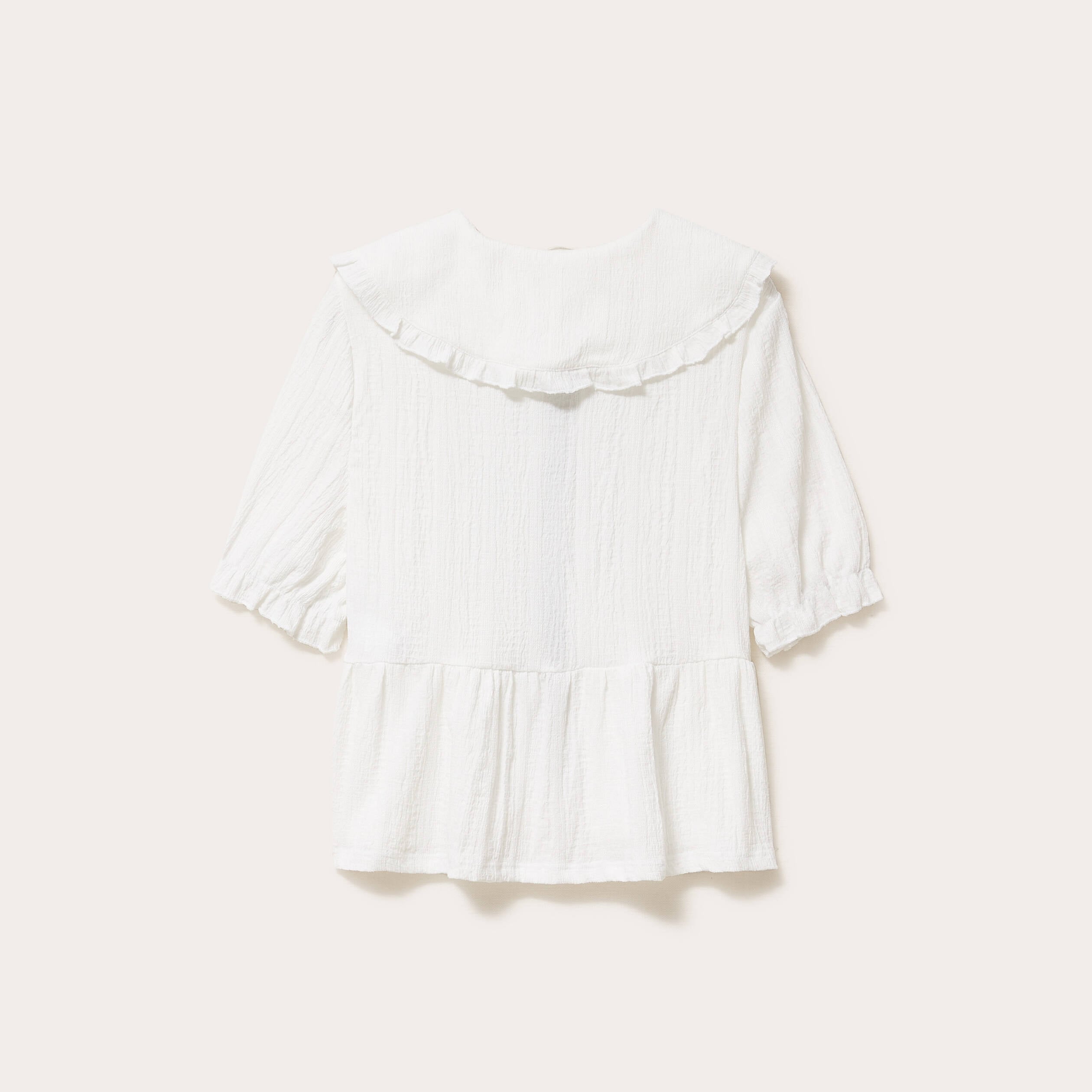 Blouse ajust&eacute;e manches courtes ecru femme