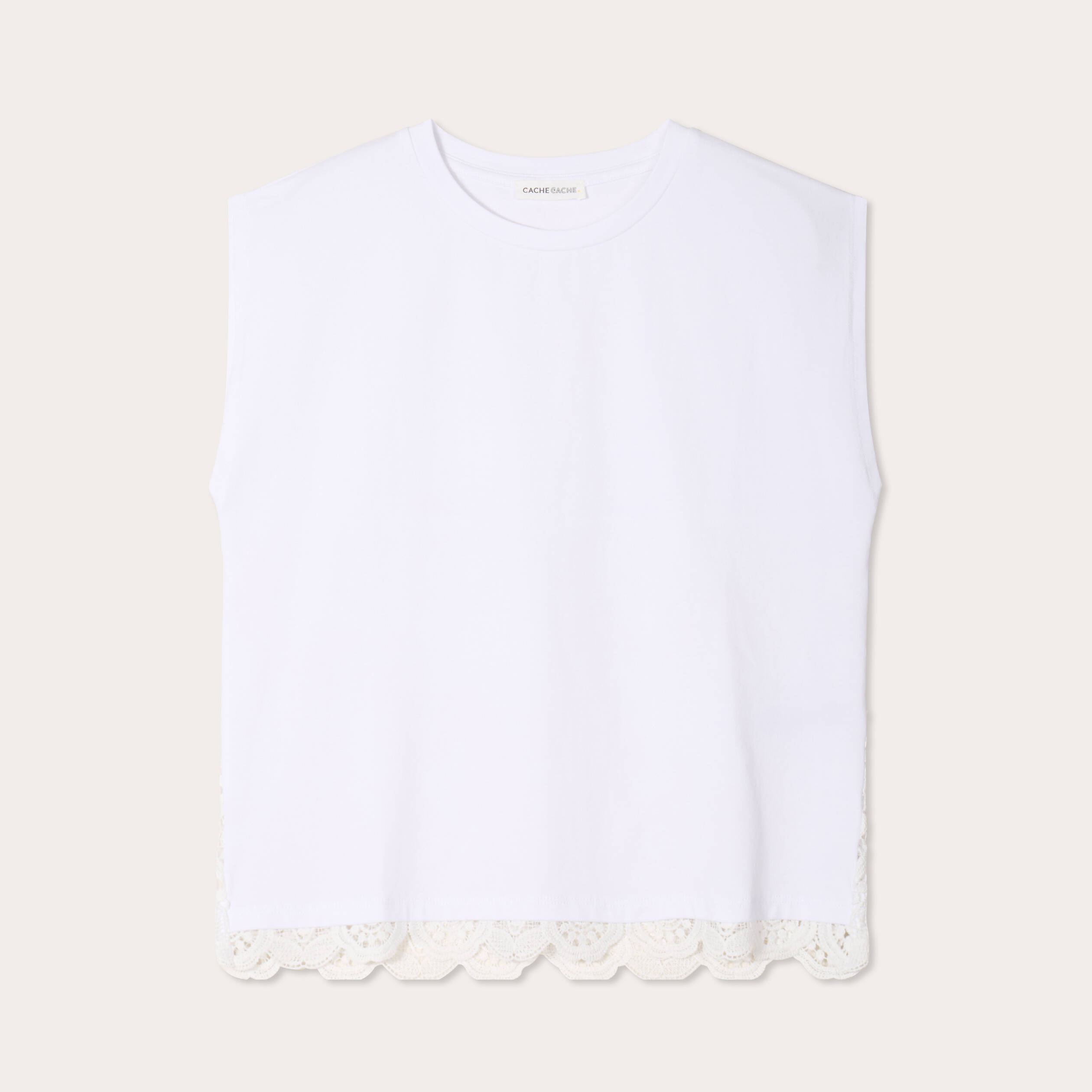 T-shirt sans manches blanc femme