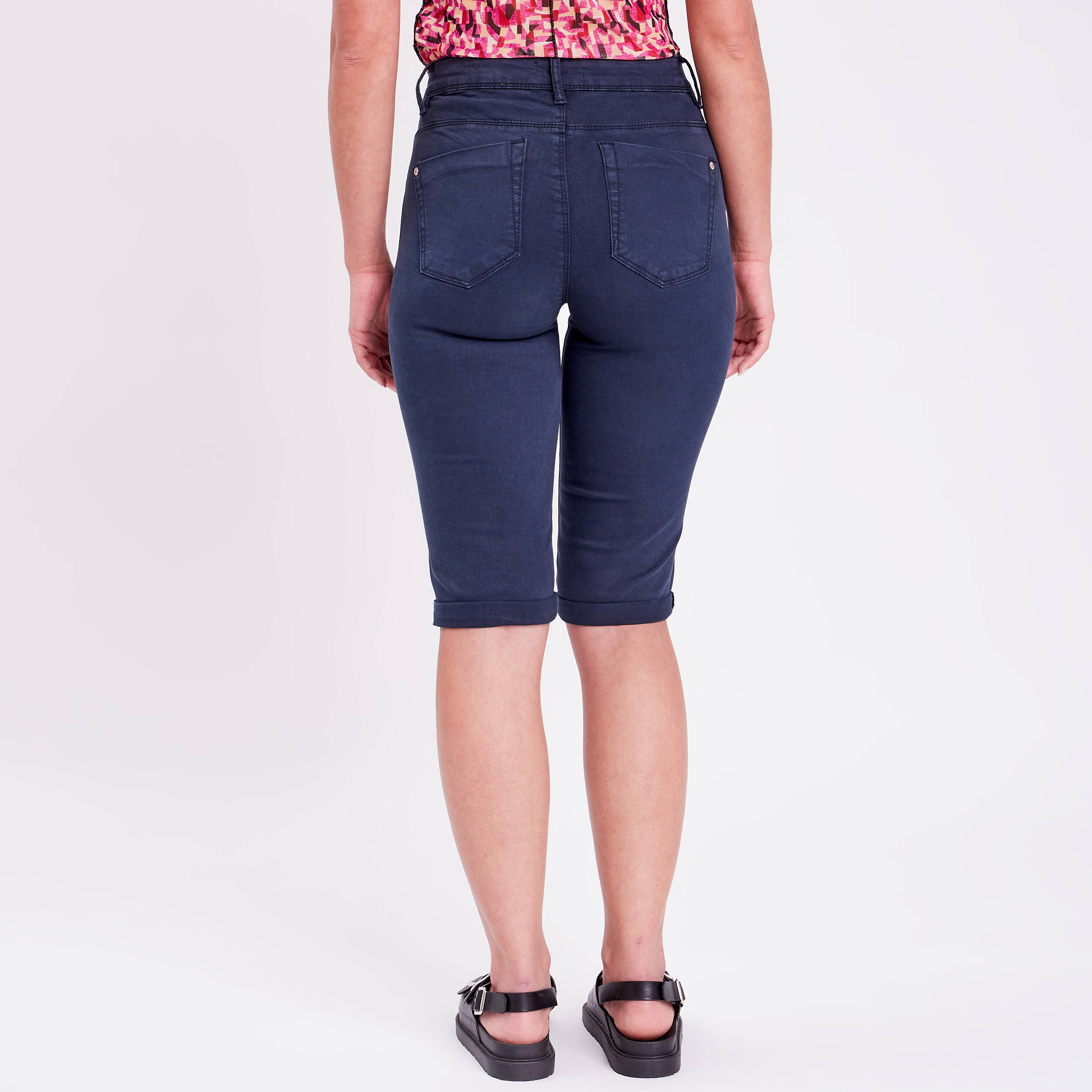 Pantacourt bleu marine femme