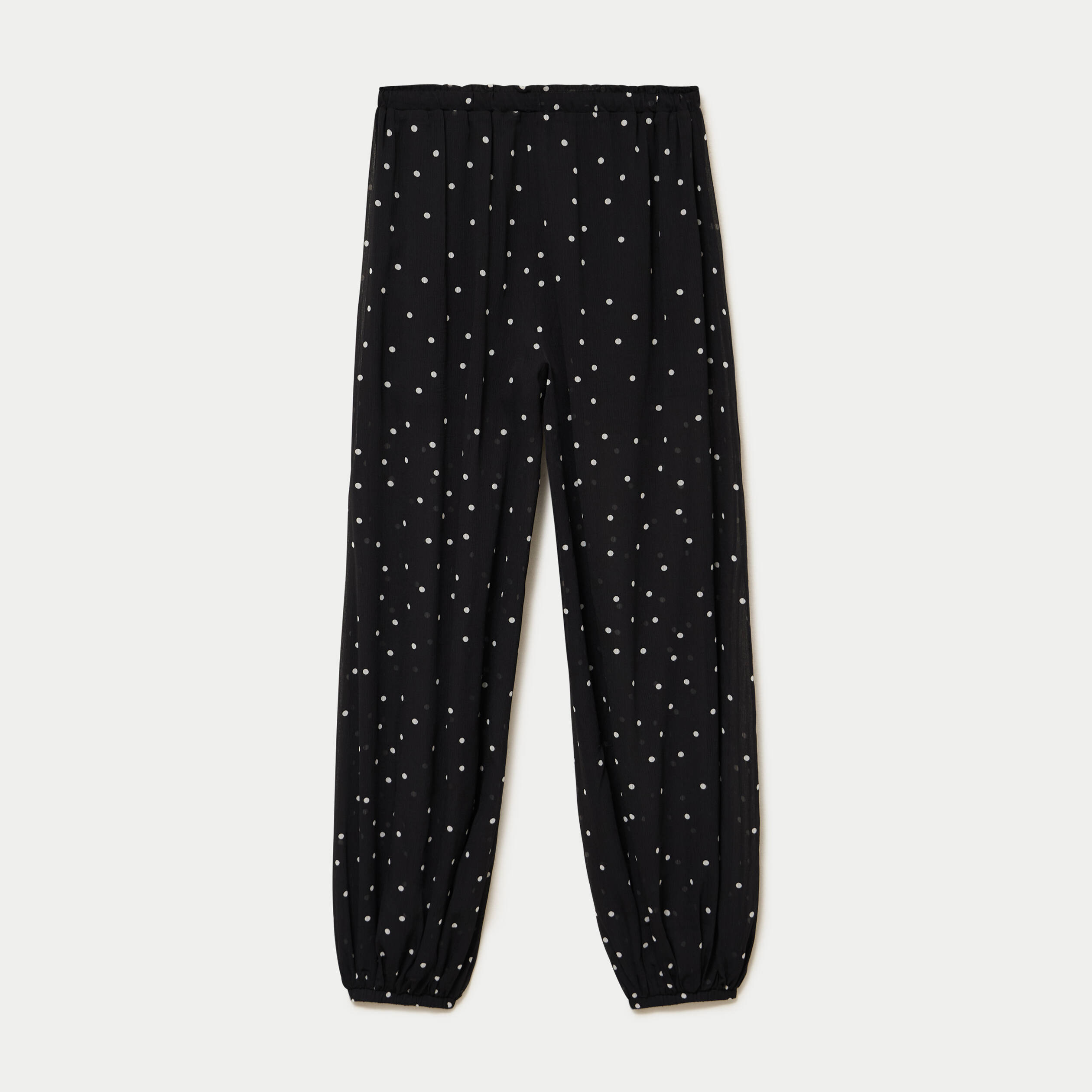 Pantalon large en voile taille standard noir femme