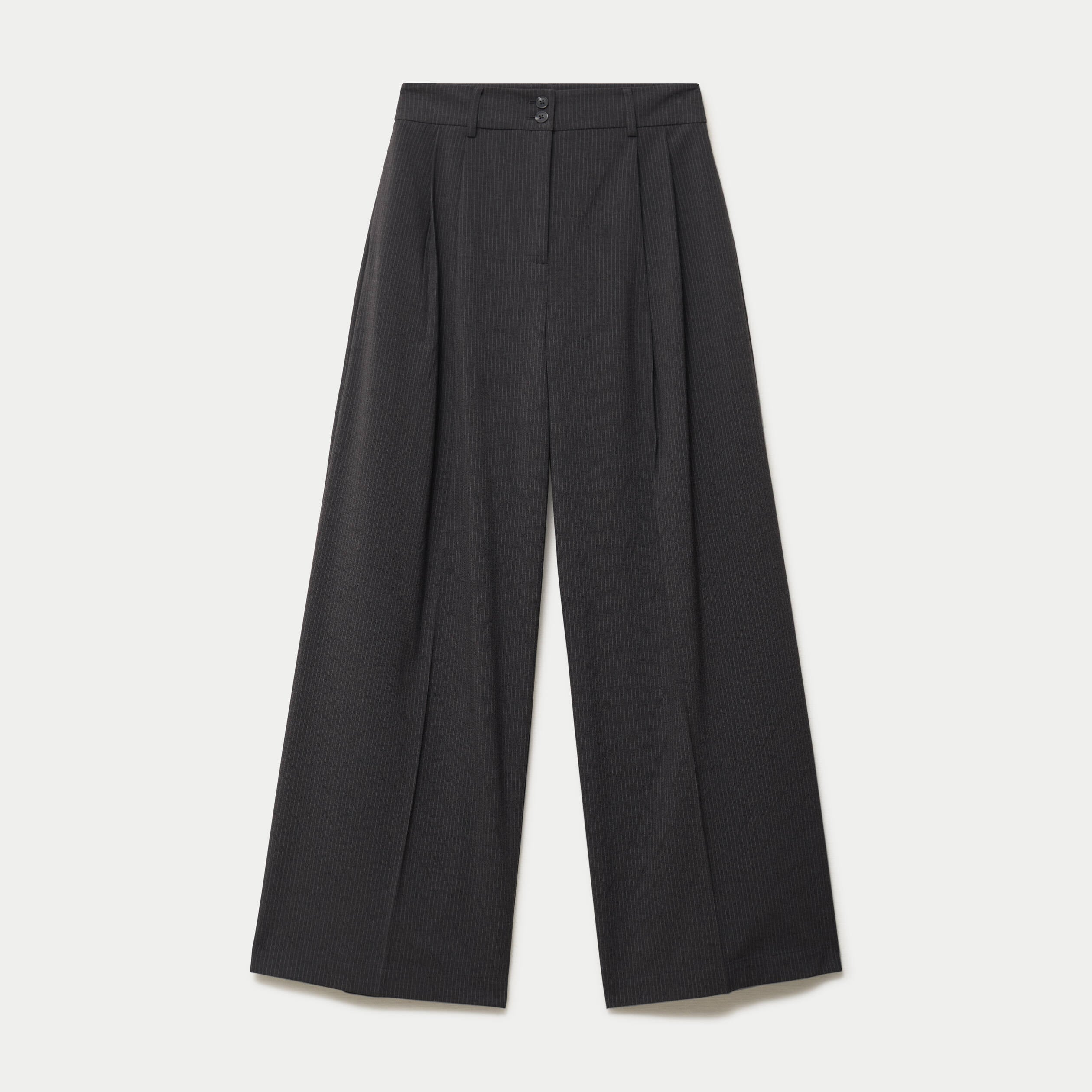 Pantalon large &agrave; pinces gris femme