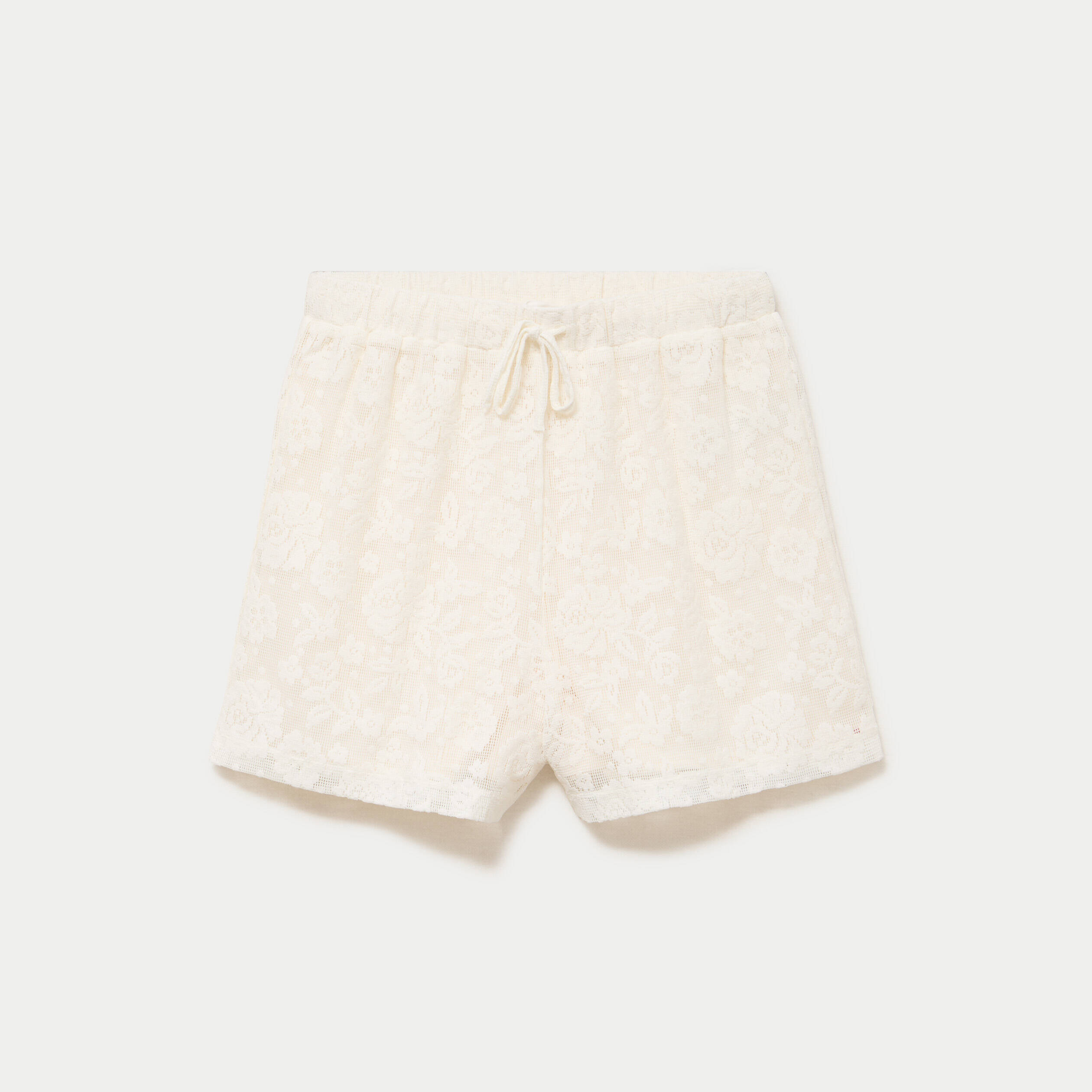 Short dentelle ecru femme