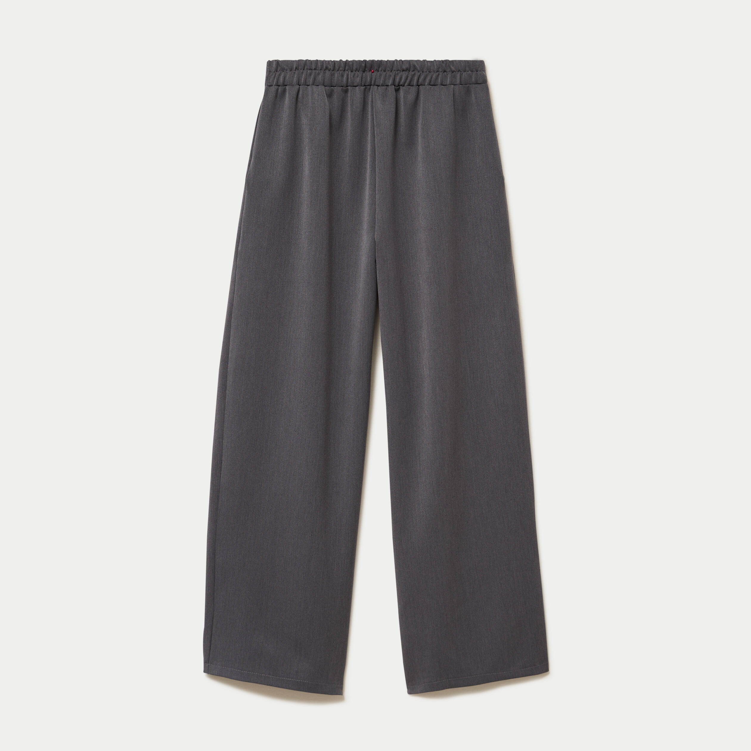 Pantalon large taille haute gris fonc&eacute; femme