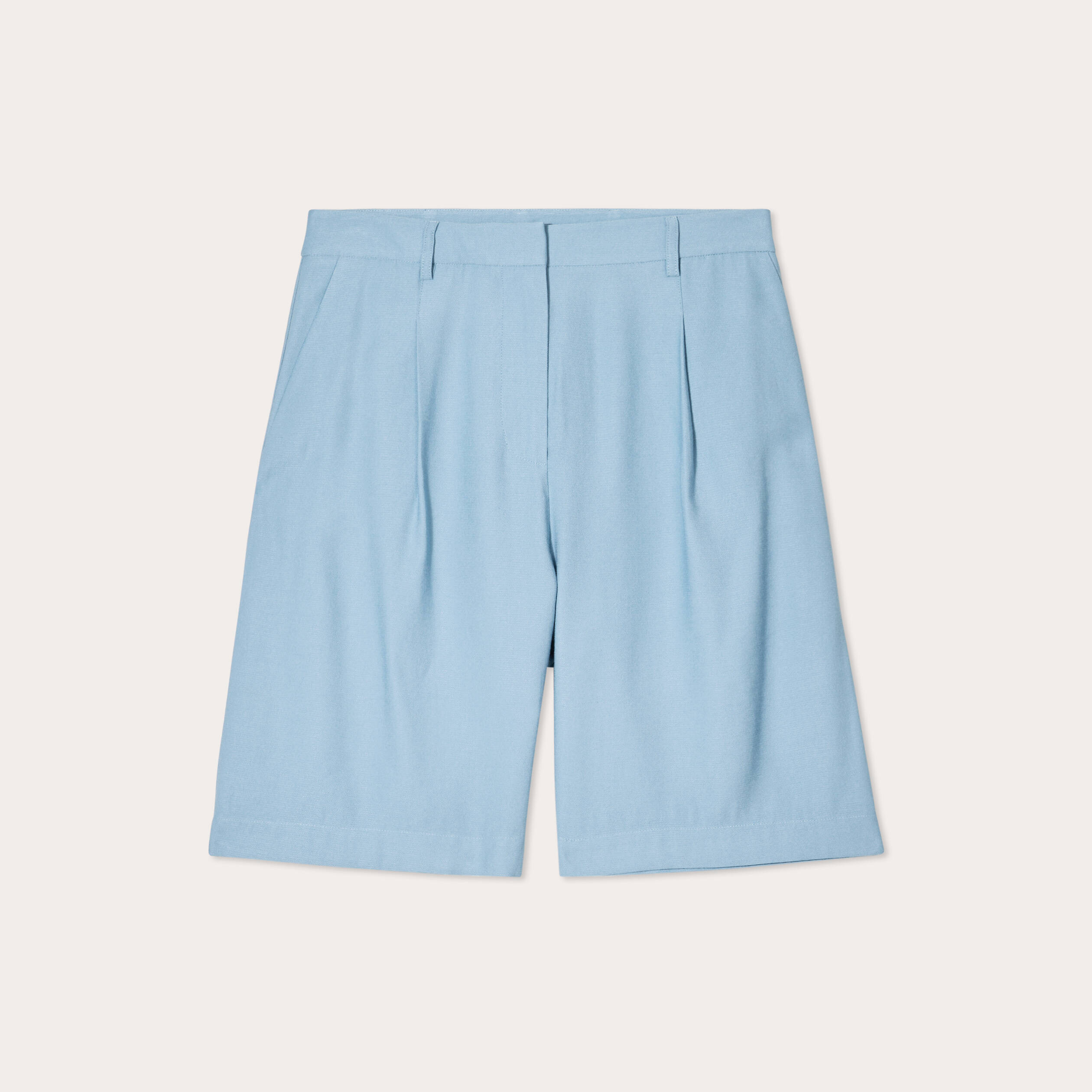 Bermuda droit pinces bleu gris femme