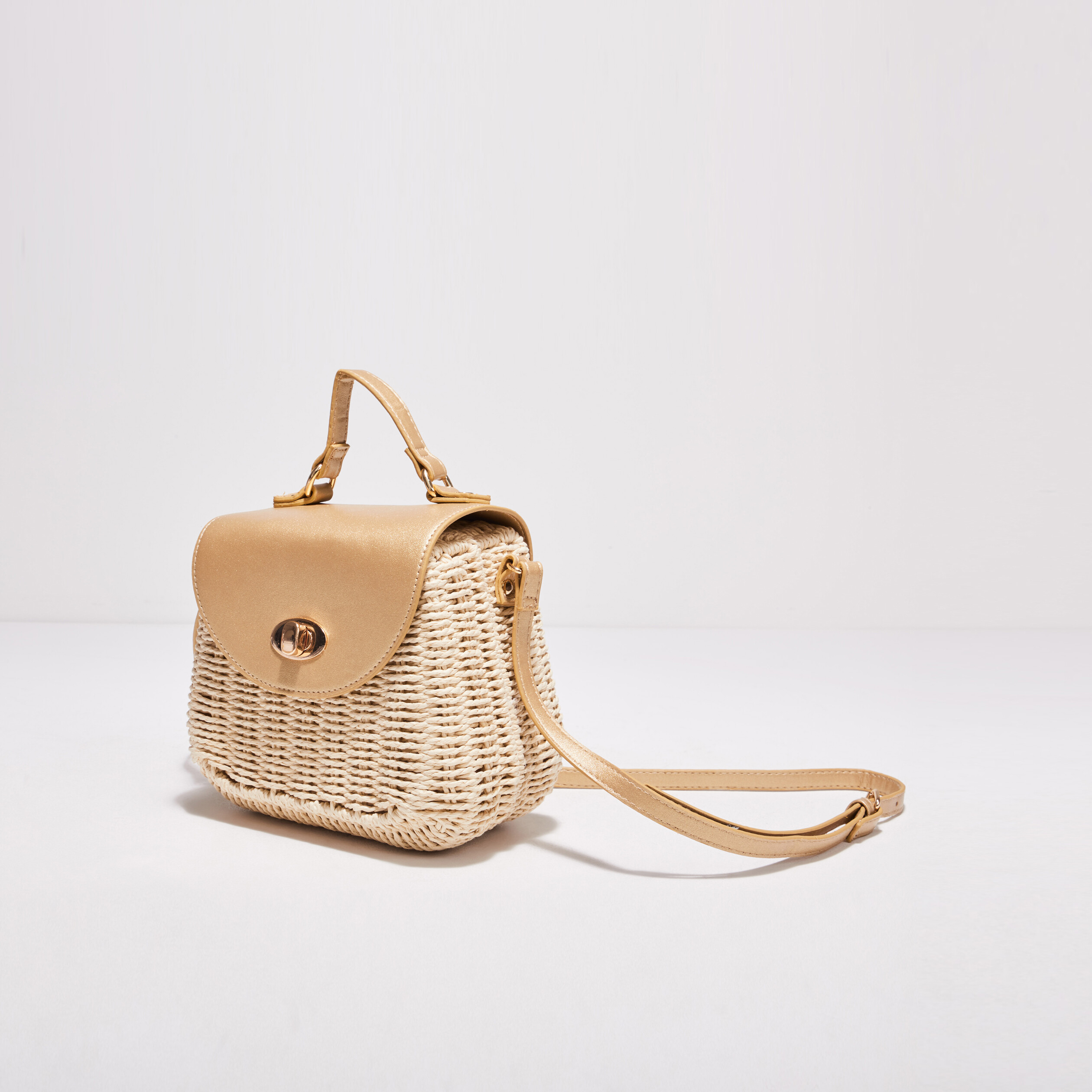 sac arrondi en paille couleur or femme Sac arrondi en paille couleur or femme