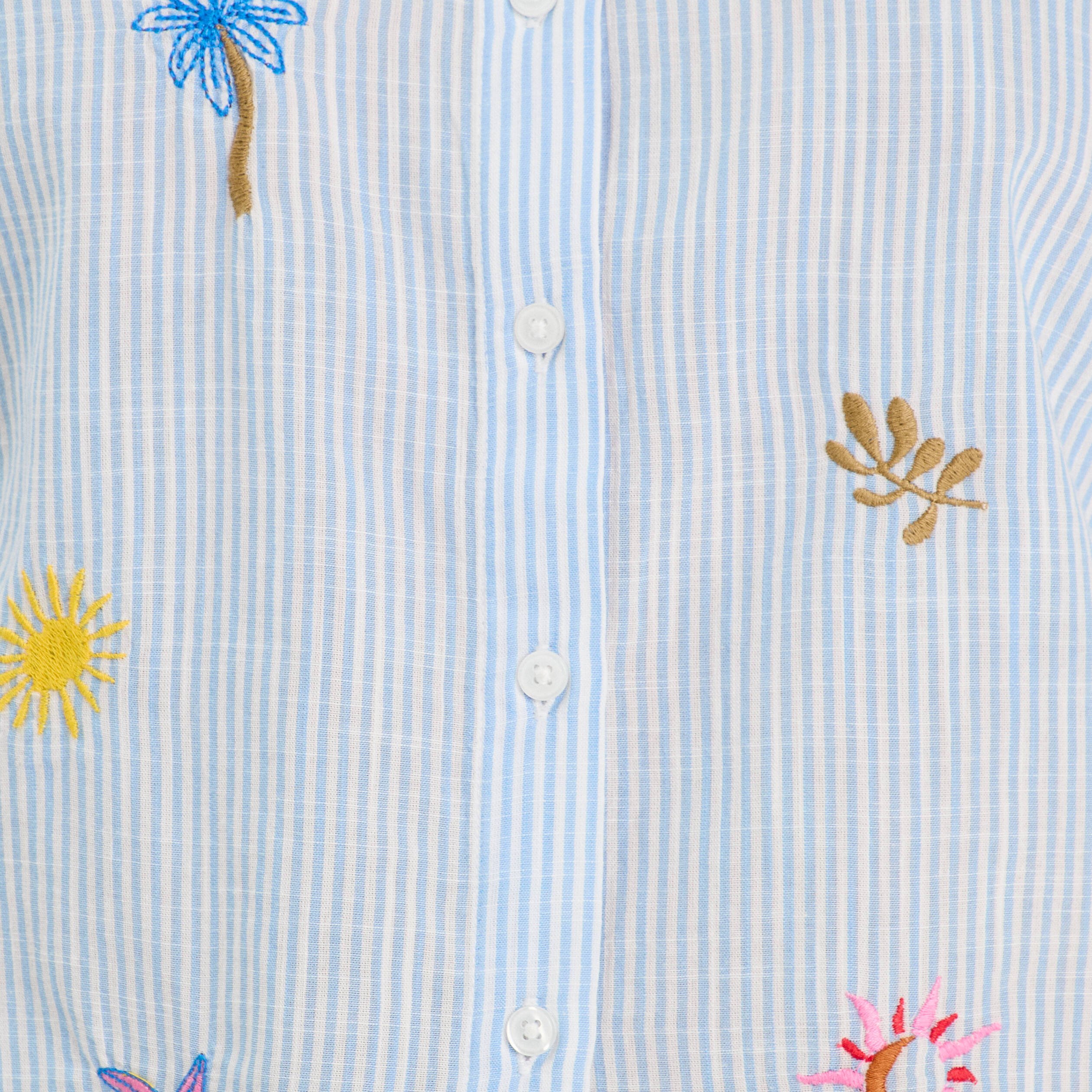 chemise manches courtes brodee bleu femme Chemise manches courtes brodée bleu femme