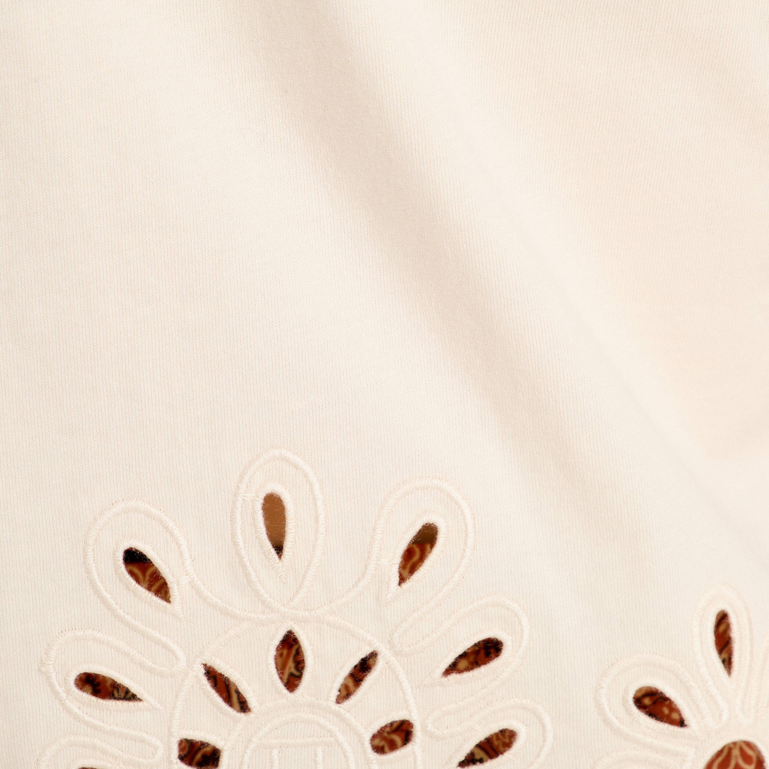T-shirt broderie anglaise ecru femme