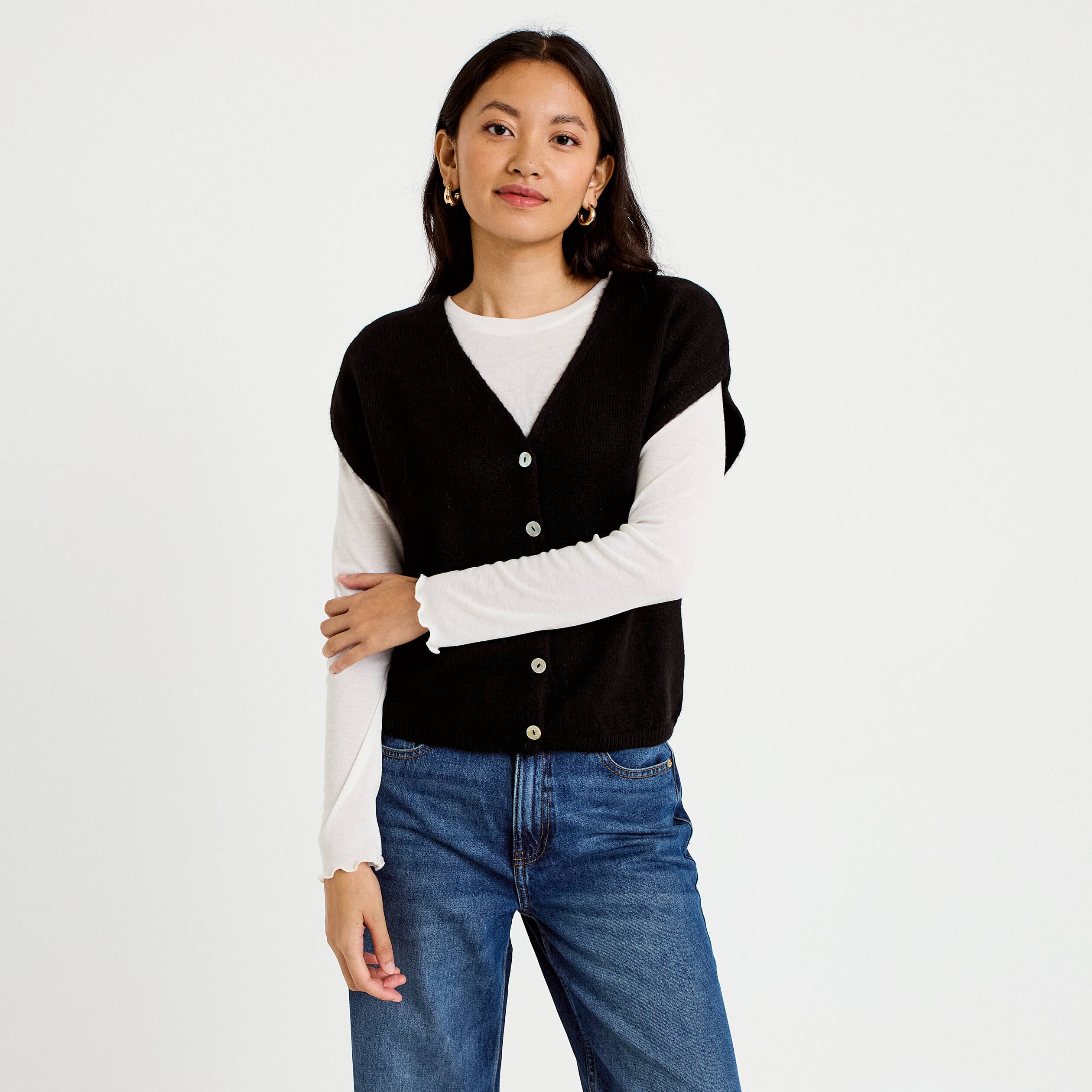 Gilet sans manches noir femme