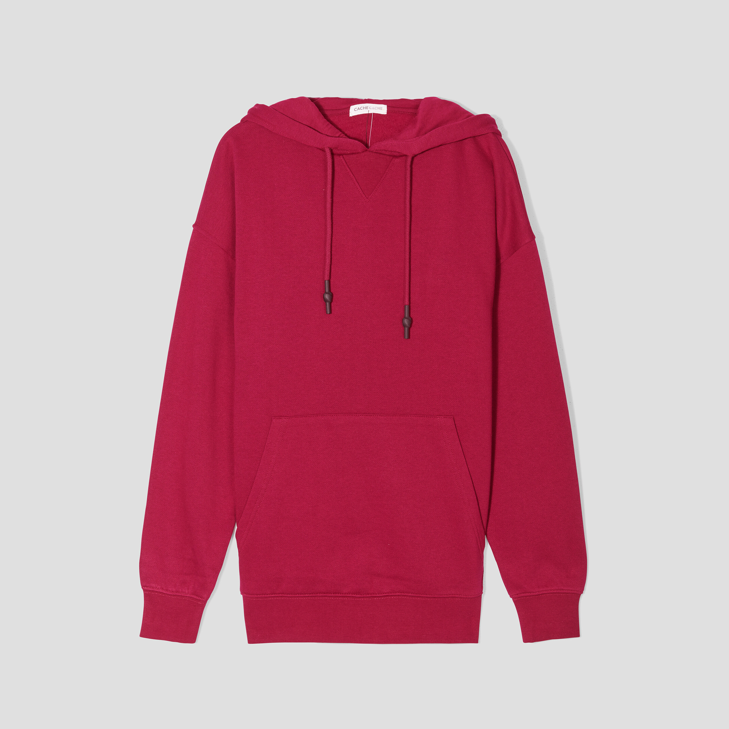 Sweat oversize à capuche rouge foncé femme