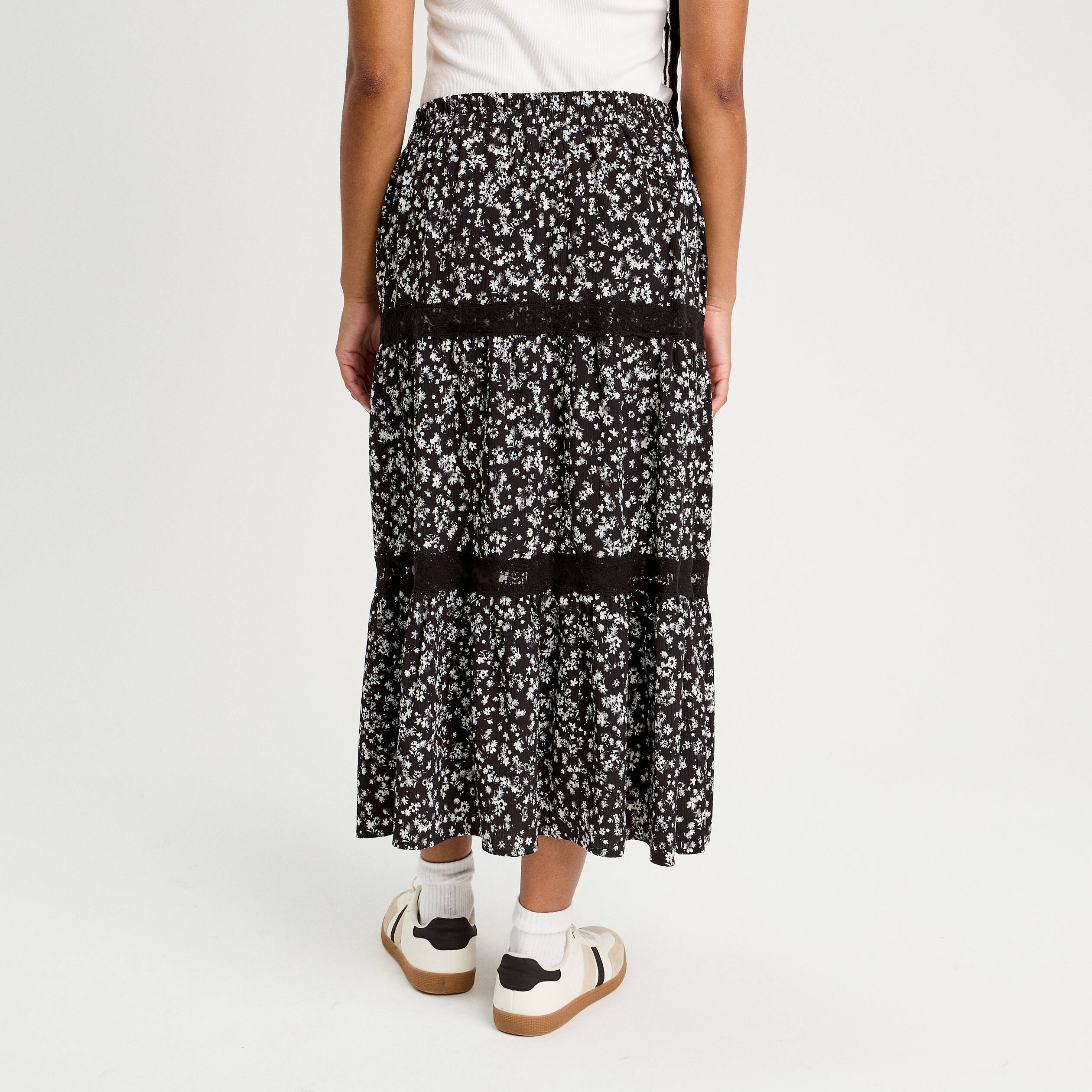 jupe longue evasee noir femme Jupe longue évasée noir femme