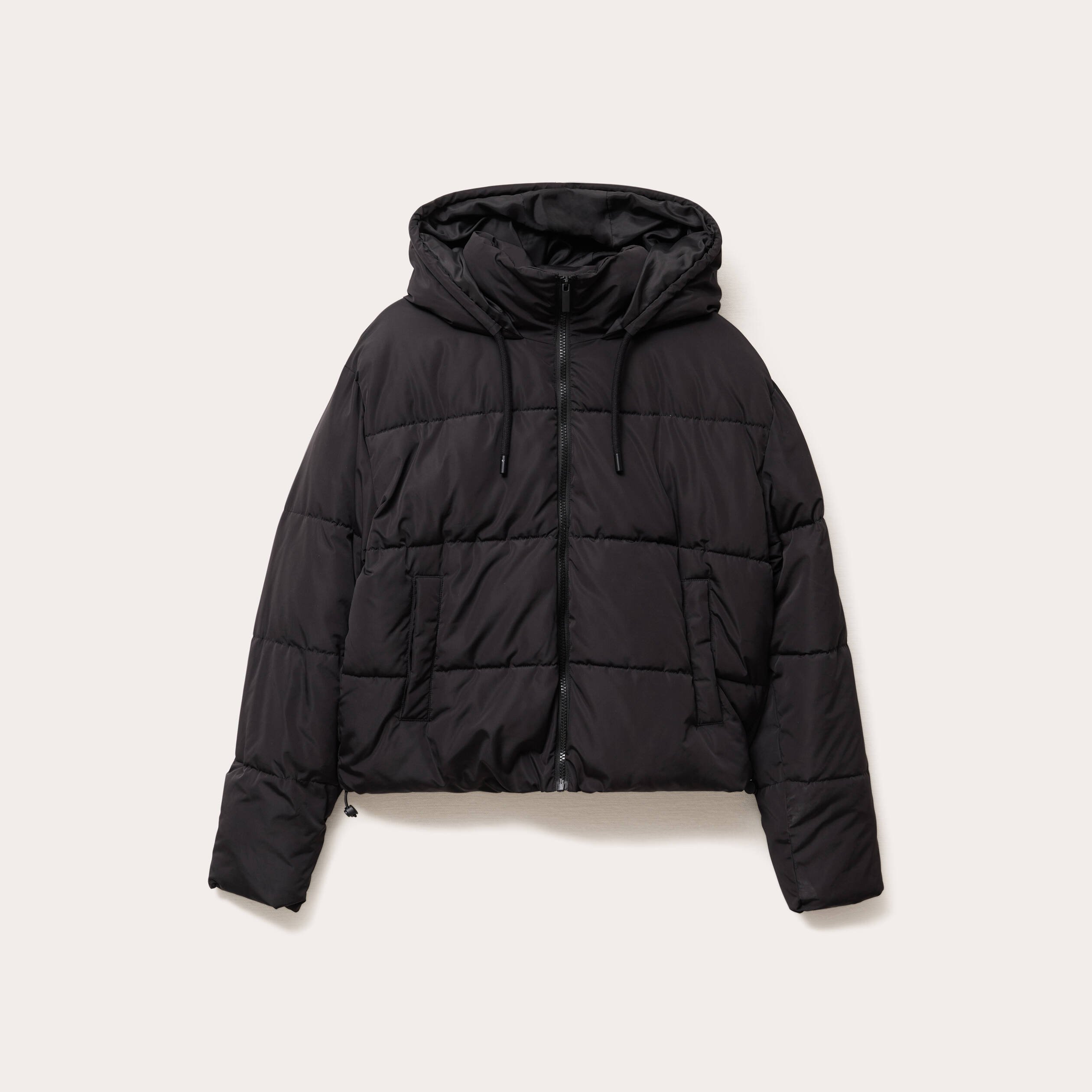 Doudoune courte bas resserré capuche noir femme Vibs