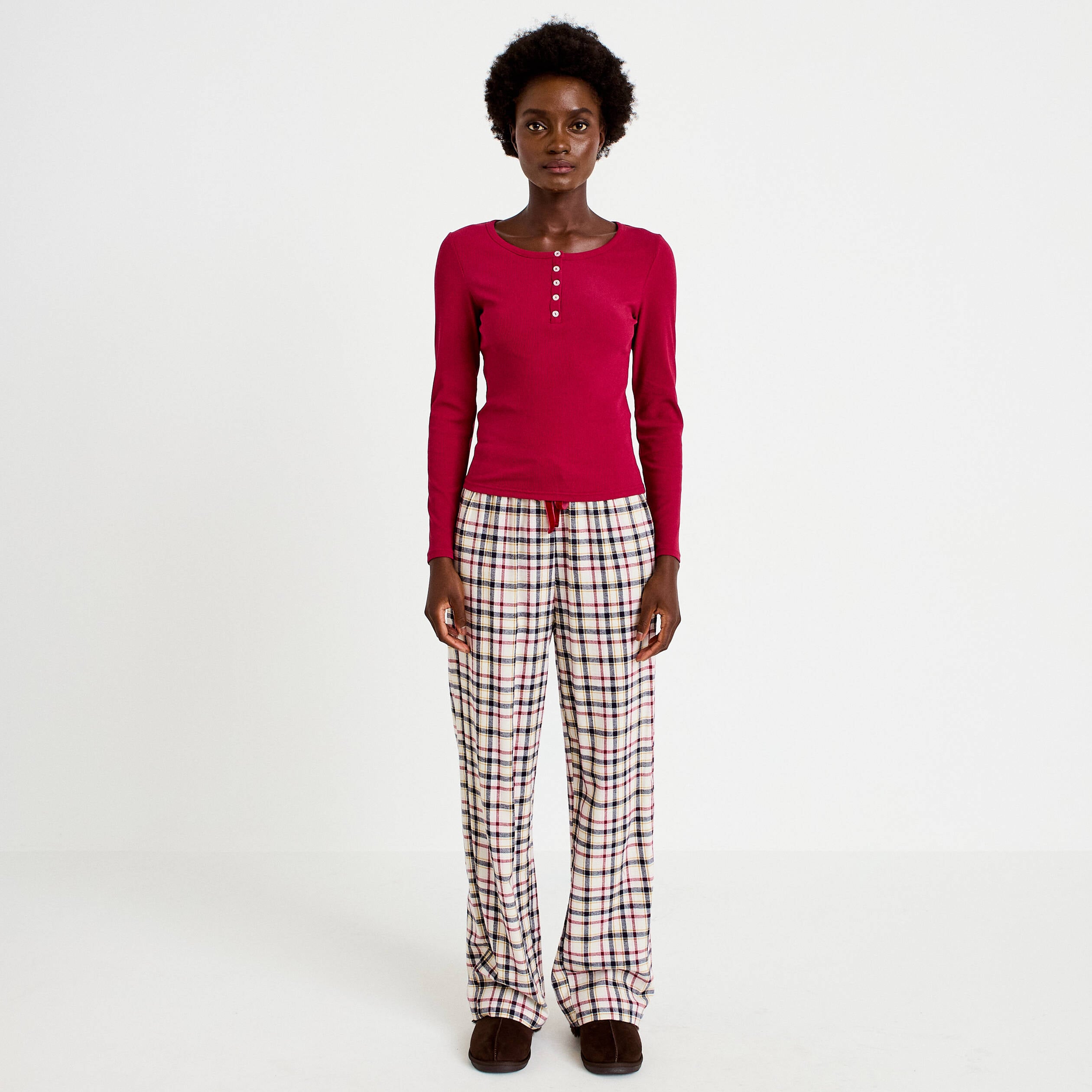 Lot de 2 pyjamas manches longues rouge femme