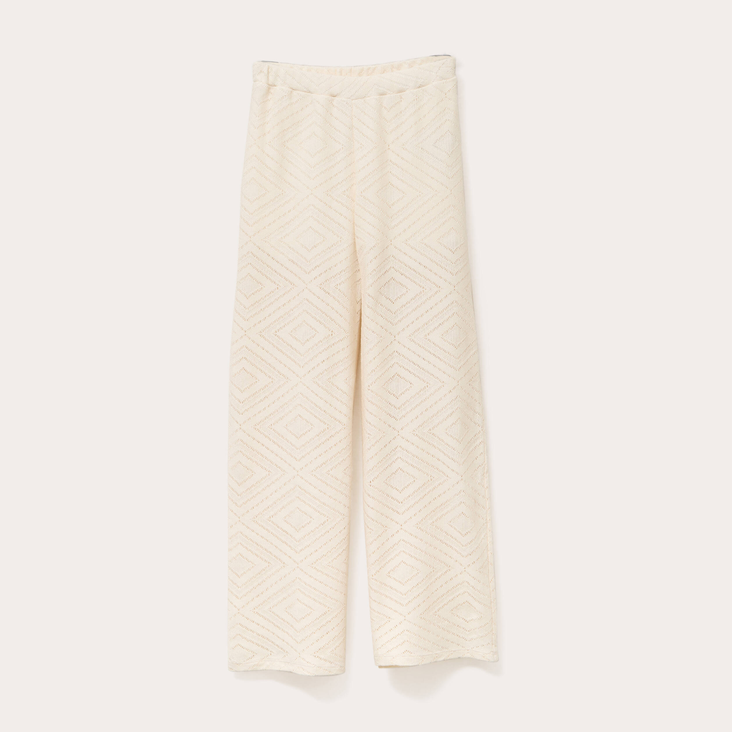 pantalon droit ajoure ecru femme Pantalon droit ajouré ecru femme