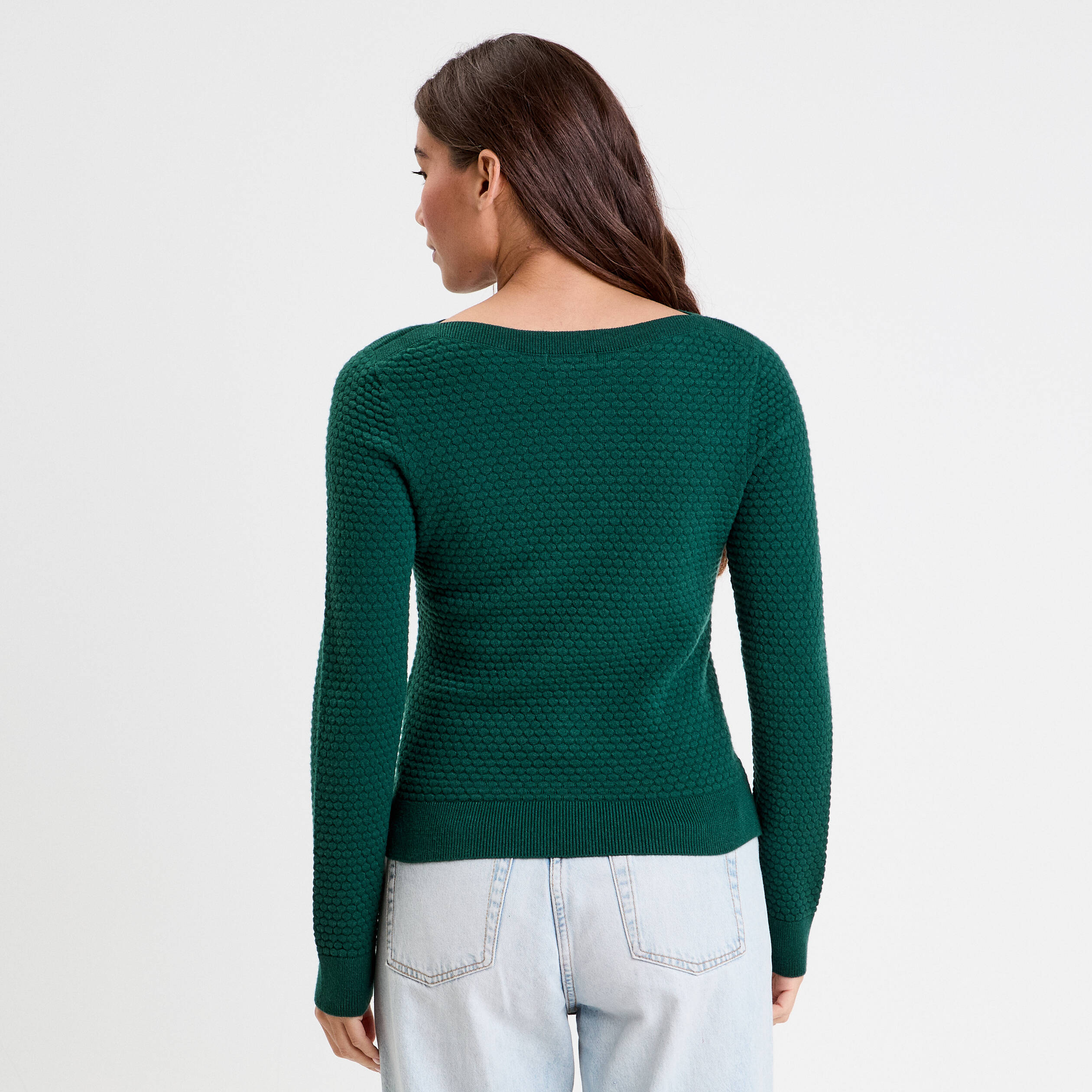 pull col bateau vert fonce femme Pull col bateau vert foncé femme