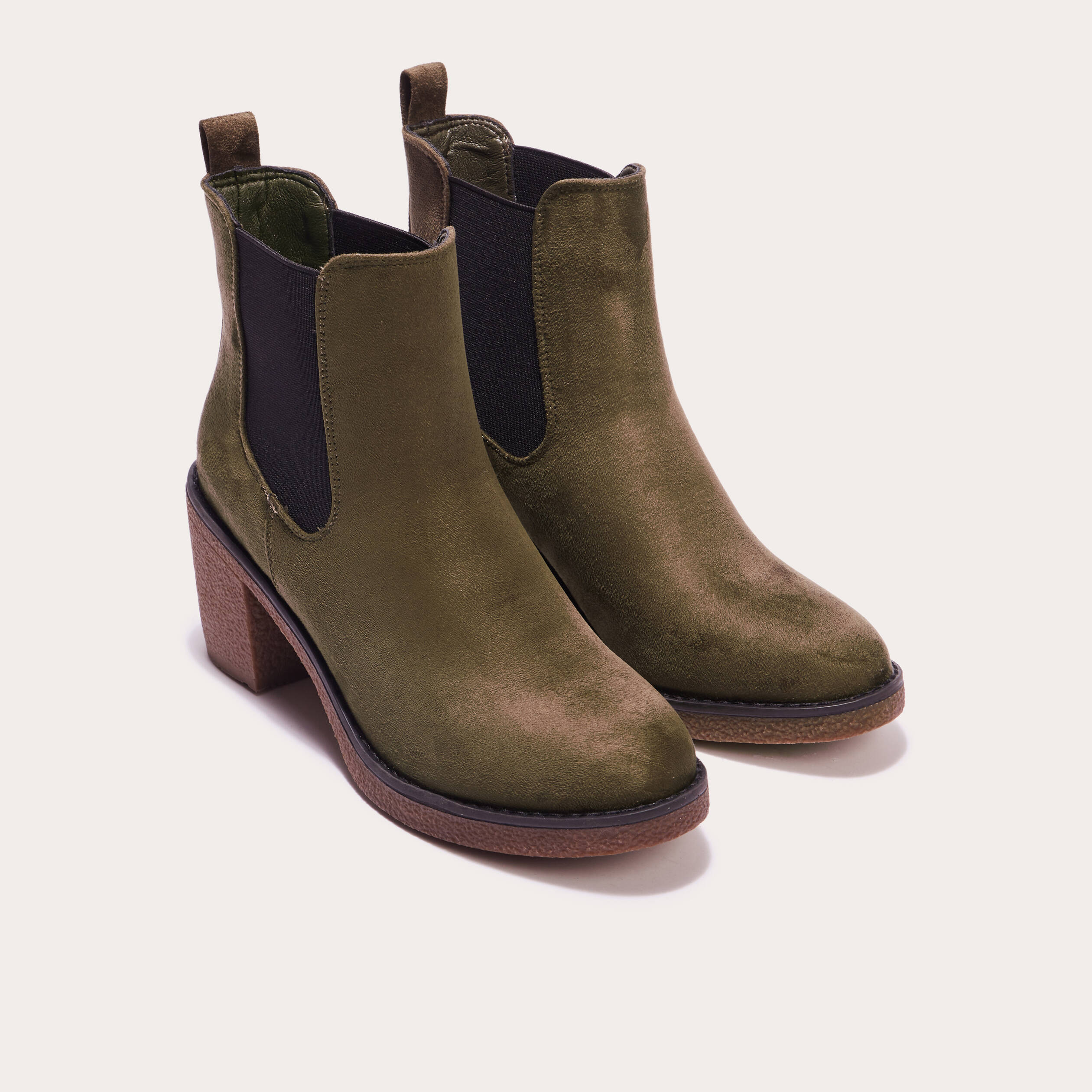 Bottines chelsea a talons vert kaki femme Vibs