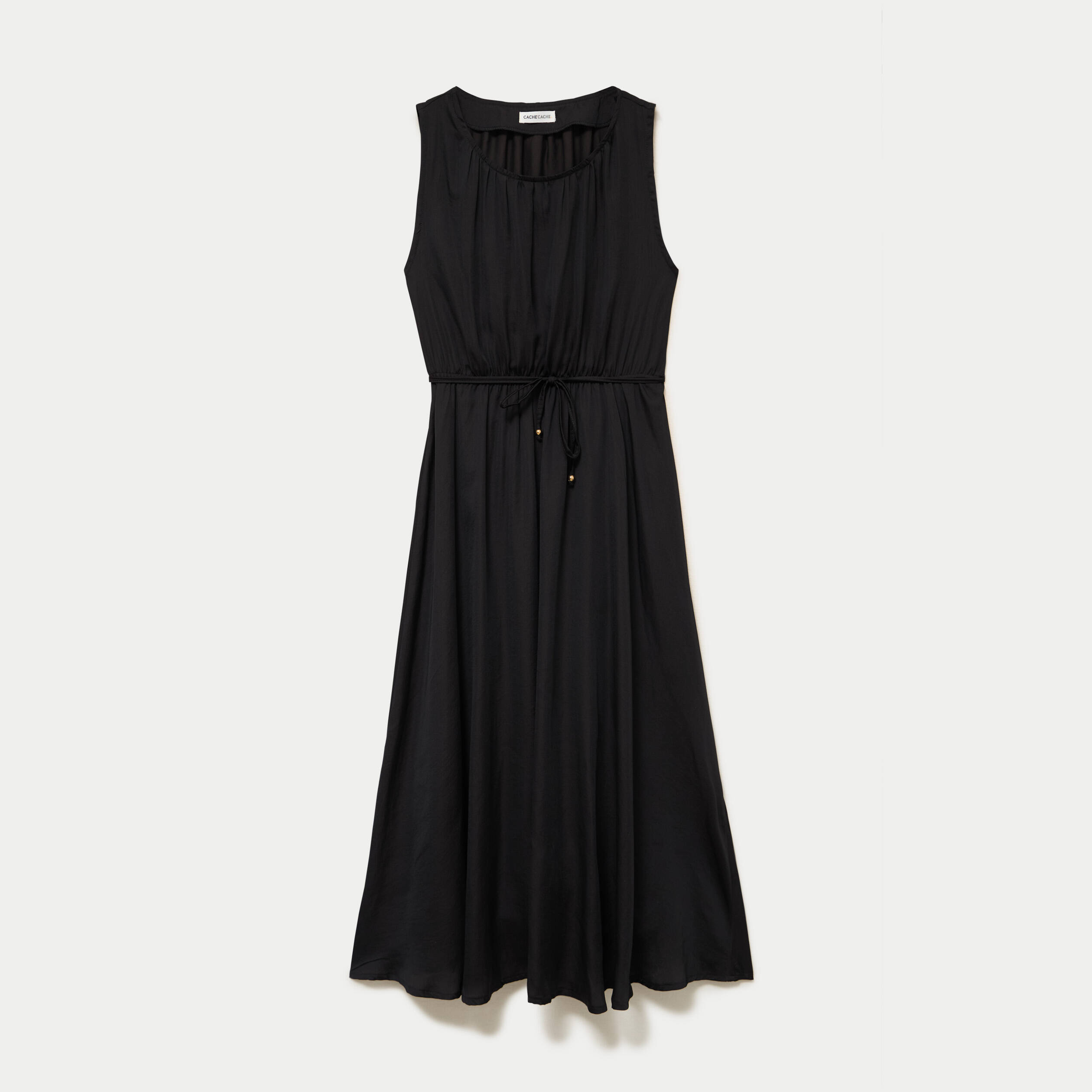 Robe longue &eacute;vas&eacute;e sans manches noir femme
