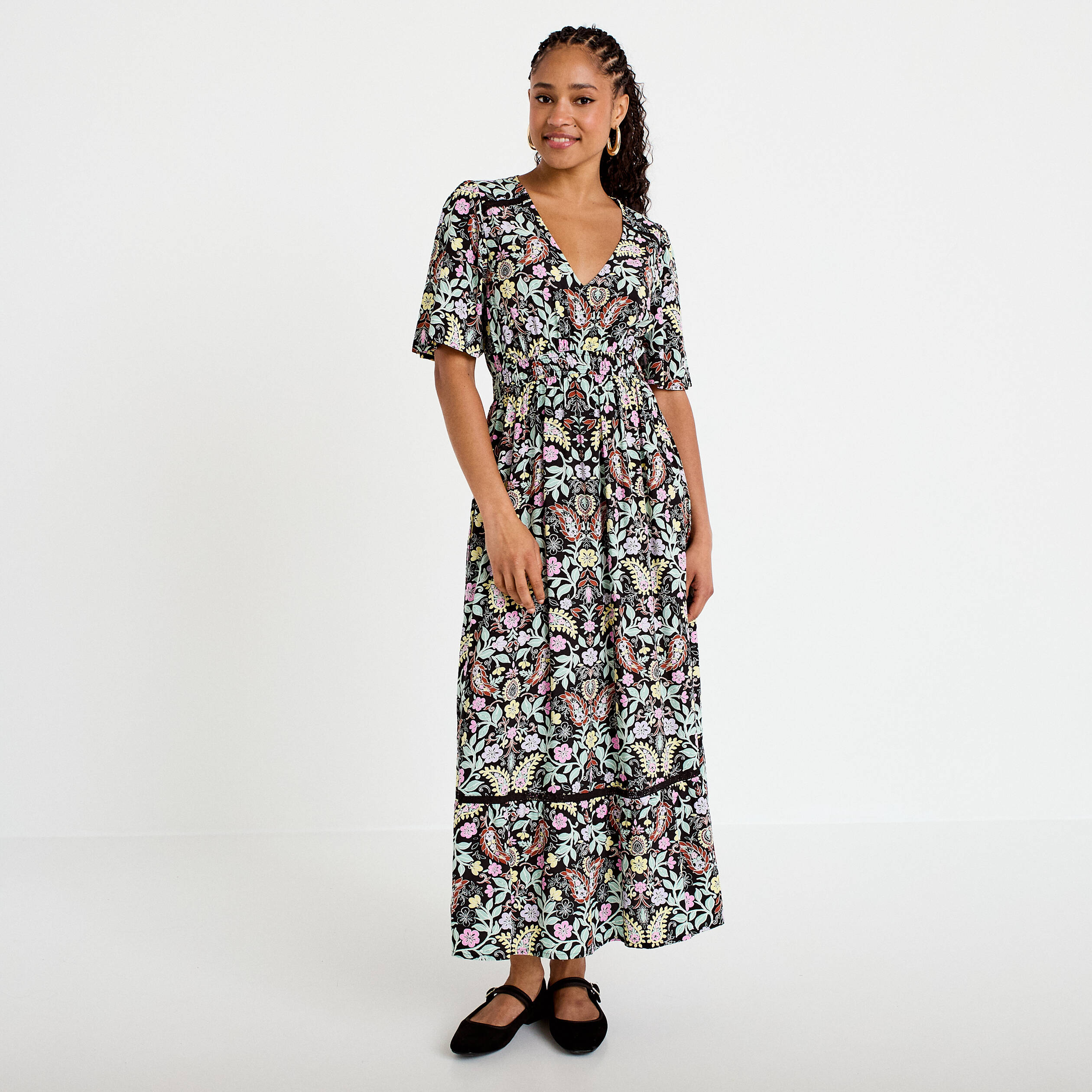 Robe &eacute;vas&eacute;e noir femme