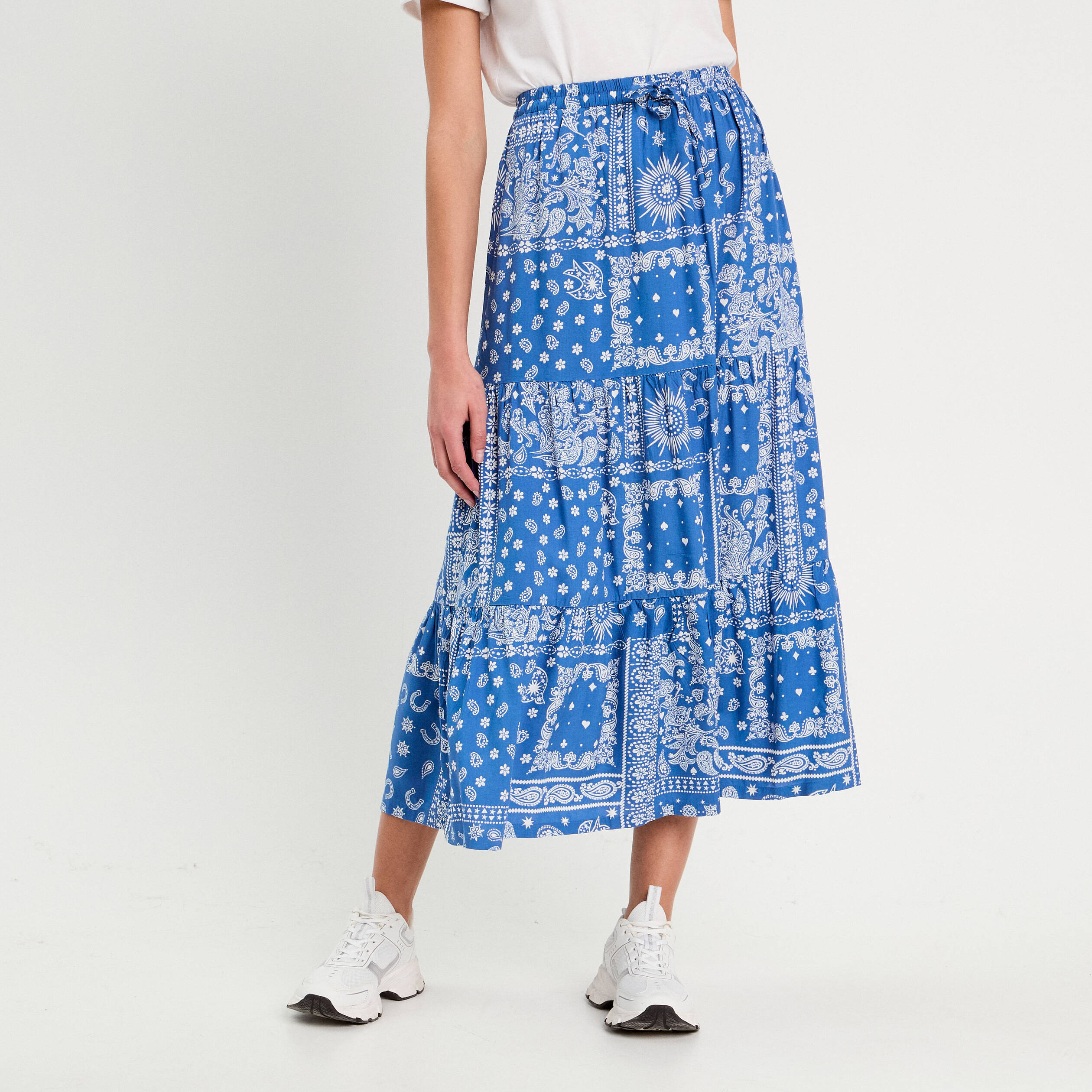 jupe longue fluide bleu femme Jupe longue fluide bleu femme