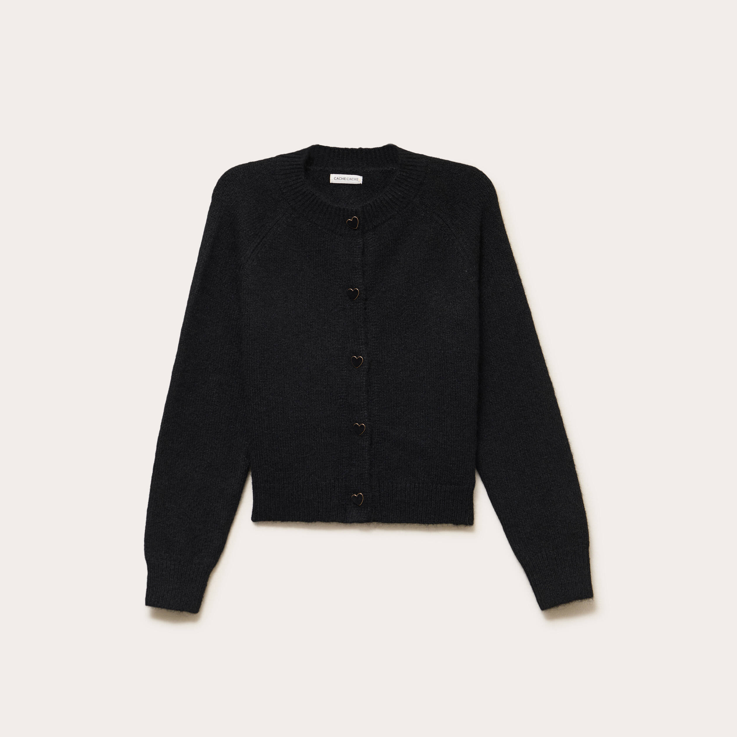 Gilet boutons coeur noir femme