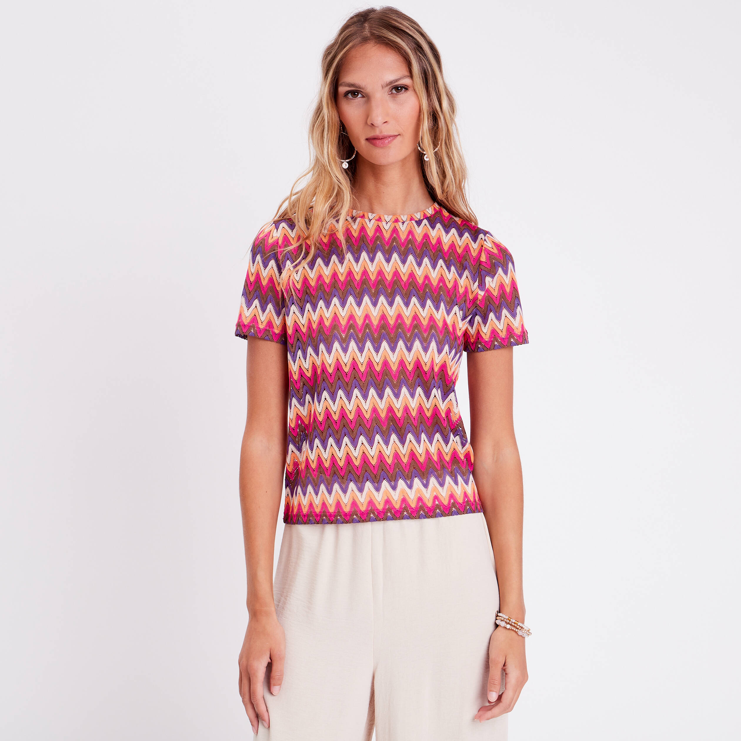 T-shirt manches courtes violet femme